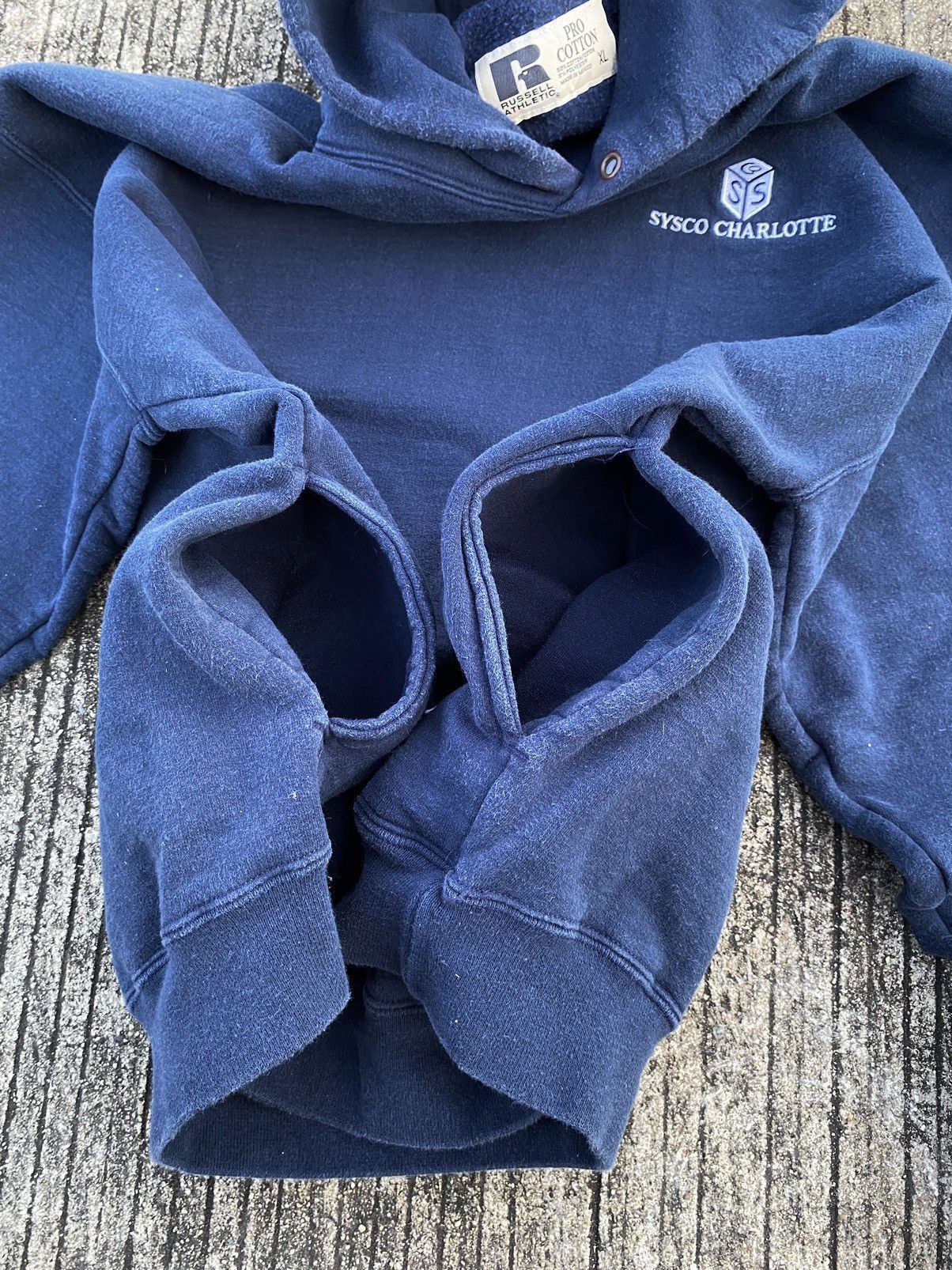 Russell Athletic × Vintage Faded Russell Athletic Heavyweight Hoodie Navy Size US XL / EU 56 / 4 - 11 Thumbnail
