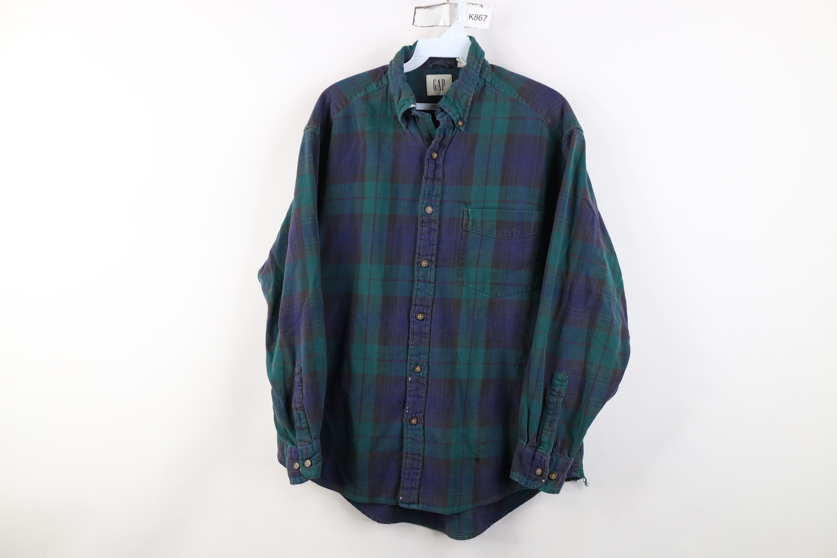 Gap Vintage 90s Gap Flannel Collared Button Down Shirt Plaid Size US M / EU 48-50 / 2 - 1 Thumbnail