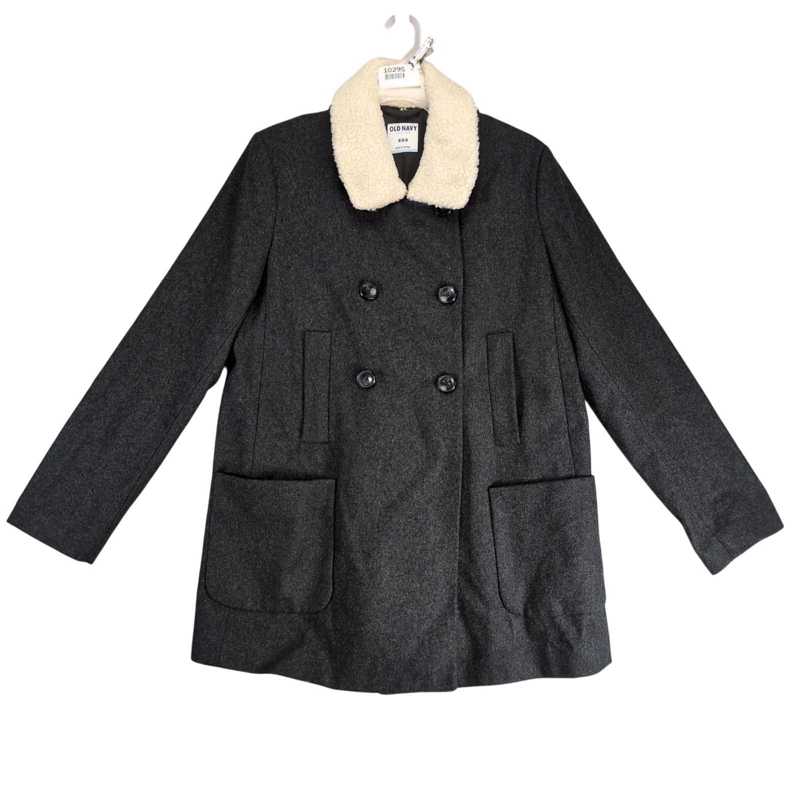 Old Navy Old Navy Gray Wool Blend Pea Coat Women's M Sherpa Collar Size M / US 6-8 / IT 42-44 - 1 Thumbnail
