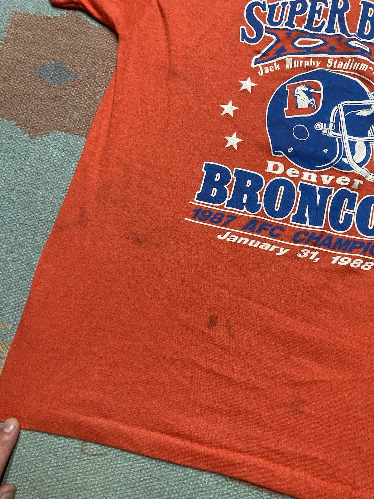 Vintage 80s t shirt Denver broncos Super Bowl 1988 single stitch M Size US M / EU 48-50 / 2 - 2 Thumbnail