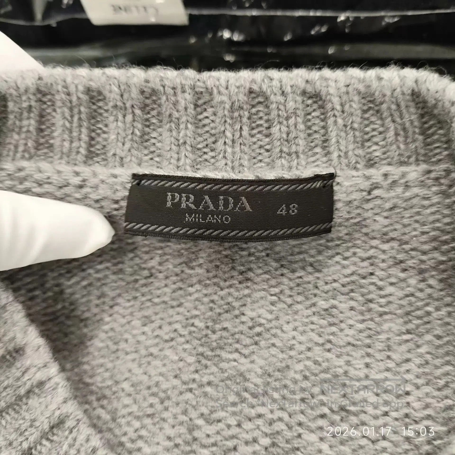 Prada Gray Knit Sweater with Textured Front Pattern. Size US M / EU 48-50 / 2 - 2 Thumbnail