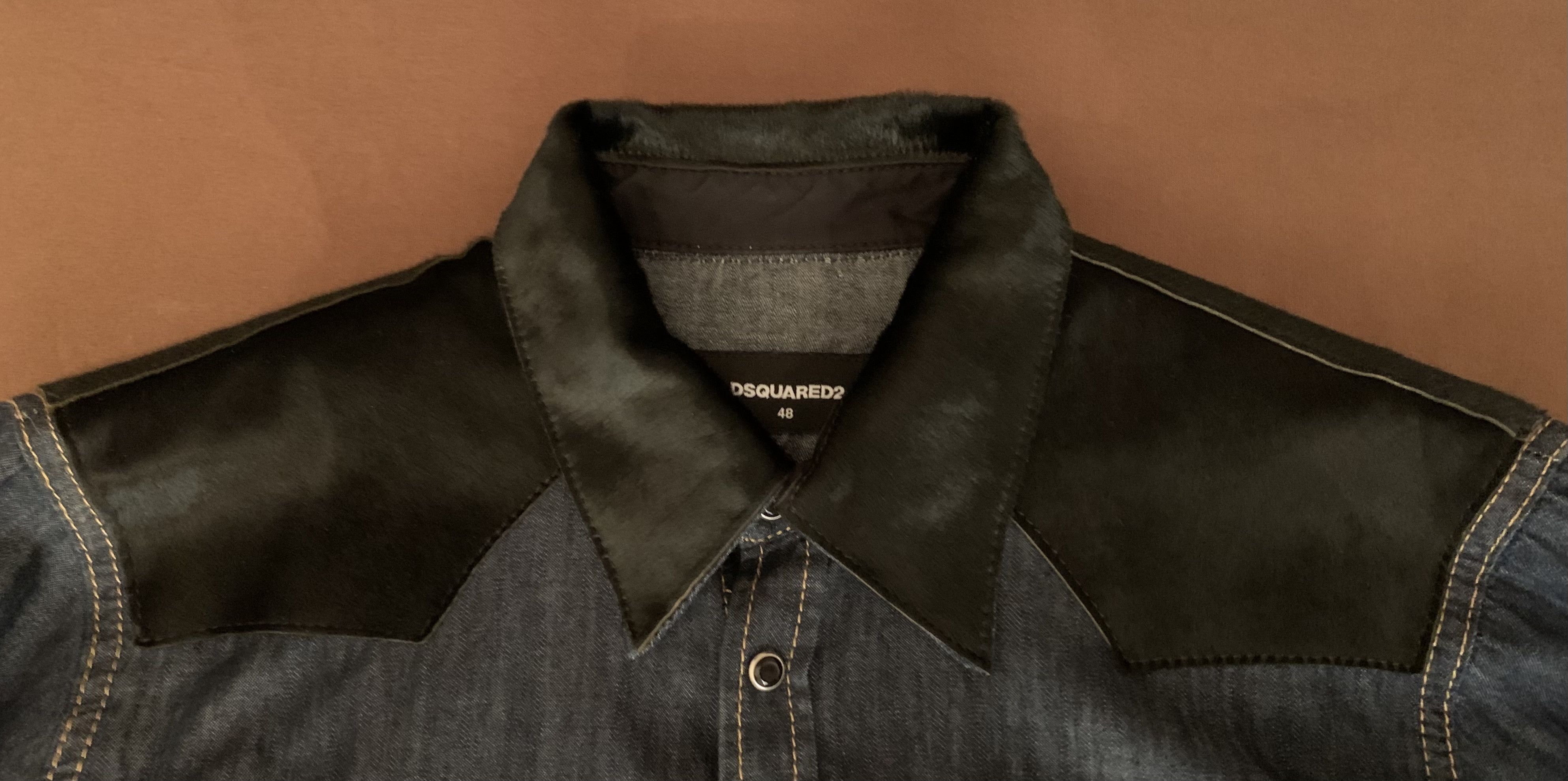 Dsquared2 Dsquared2 men's shirt in denim and pony skin (retail €1000) Size US M / EU 48-50 / 2 - 3 Thumbnail