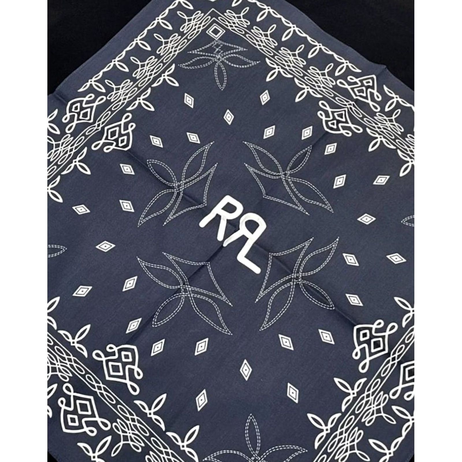 Ralph Lauren RRL Ralph Lauren Bandana Handkerchief Blue Cotton Unisex 55×55cm 90s Logo Shirt? Size ONE SIZE - 3 Thumbnail
