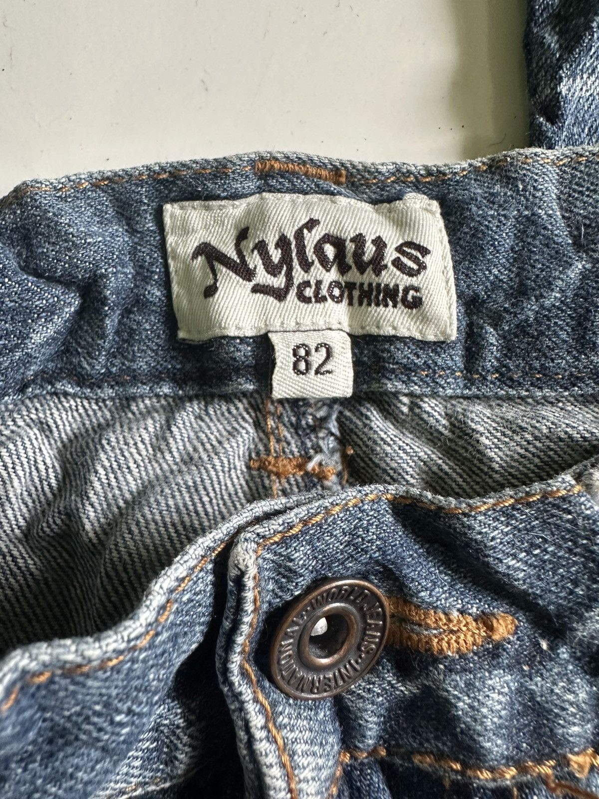 Japanese Brand Vintage Nylaus clothing Waist Distressed Denim blue Size US 33 - 9 Thumbnail