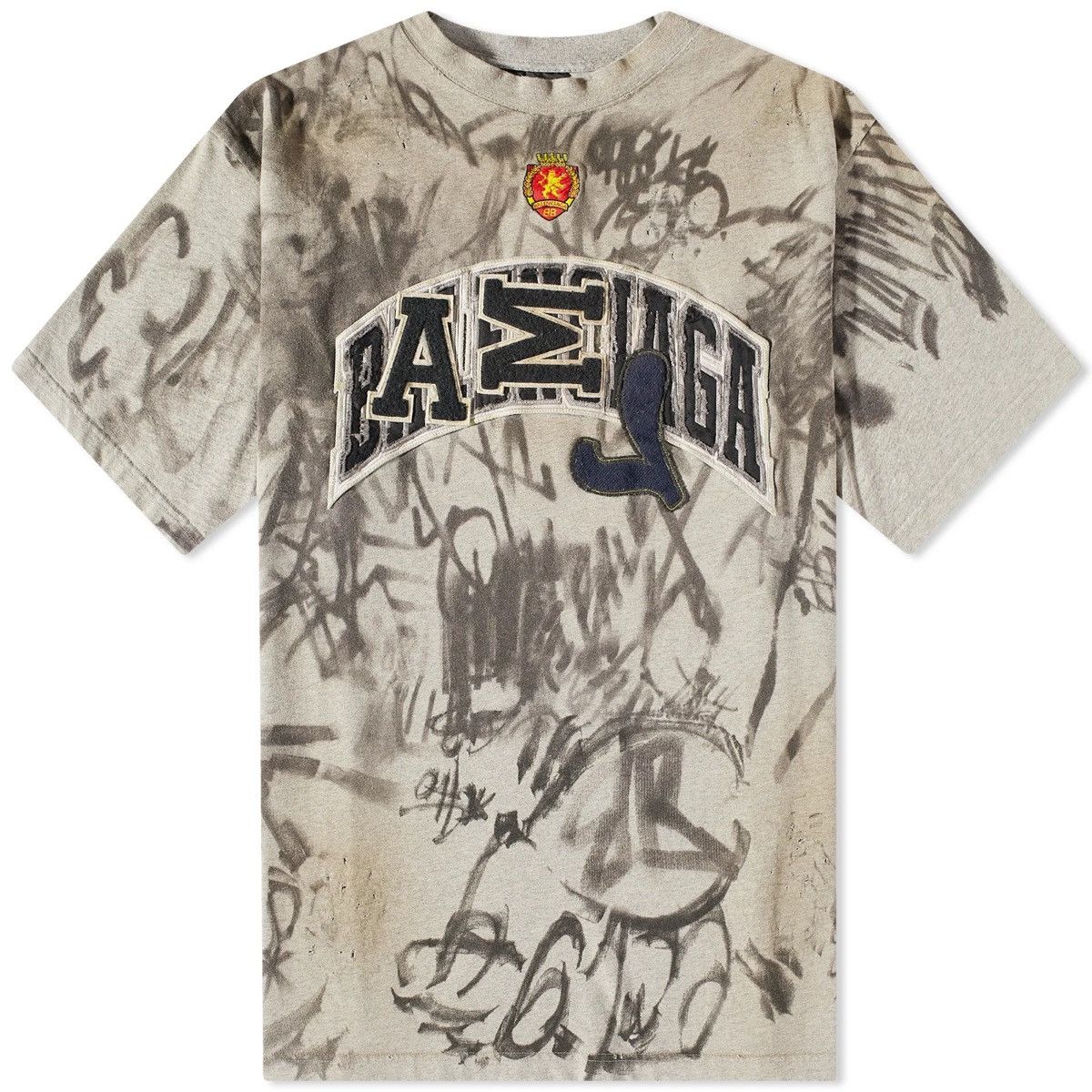 image of Balenciaga Graffiti T-Shirt in Grey, Men's (Size 2XL)