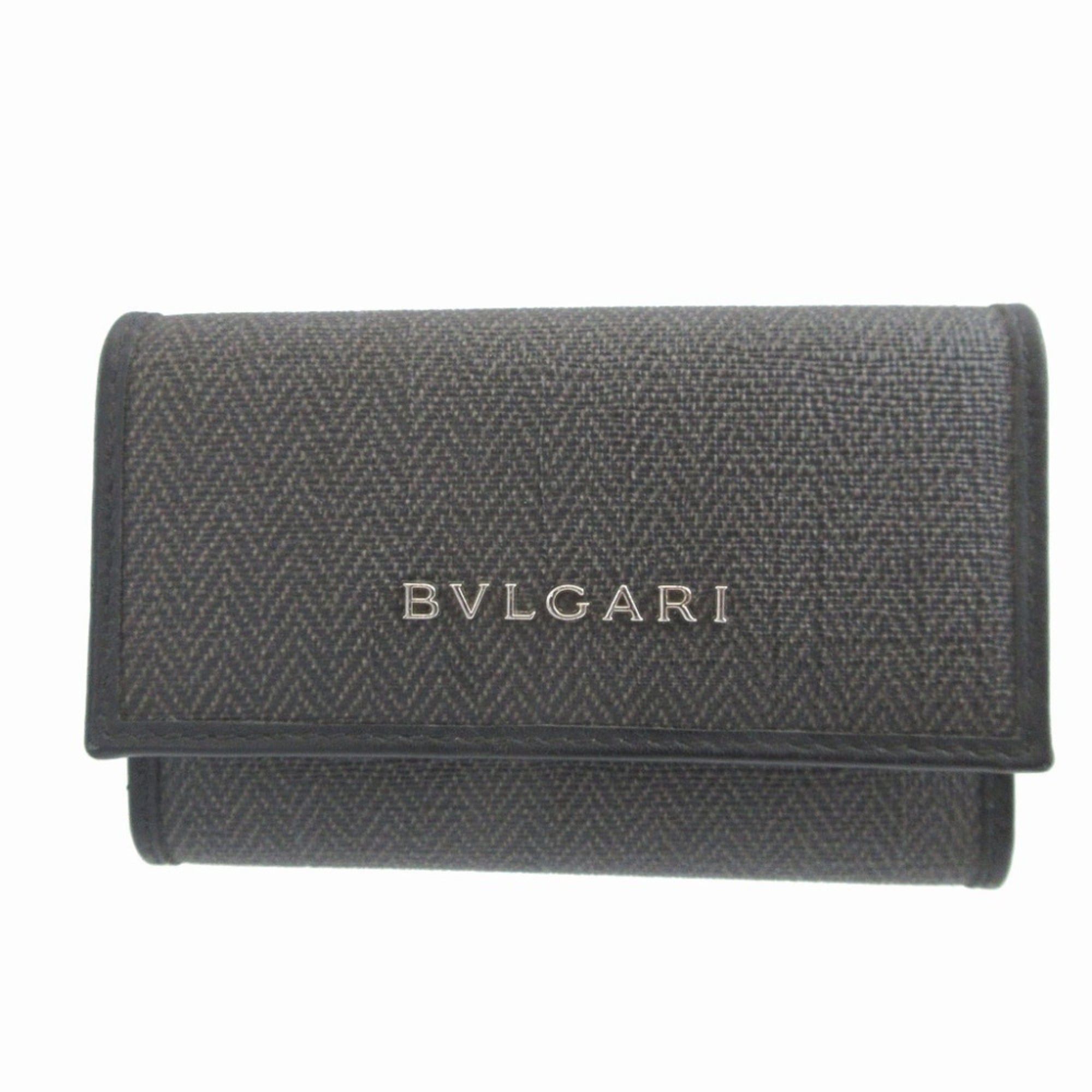 Bvlgari Excellent condition Bulgari Weekend coated canvas key case in gray and black, 6-ring accessory 0078BVLGARI Size ONE SIZE - 1 Thumbnail