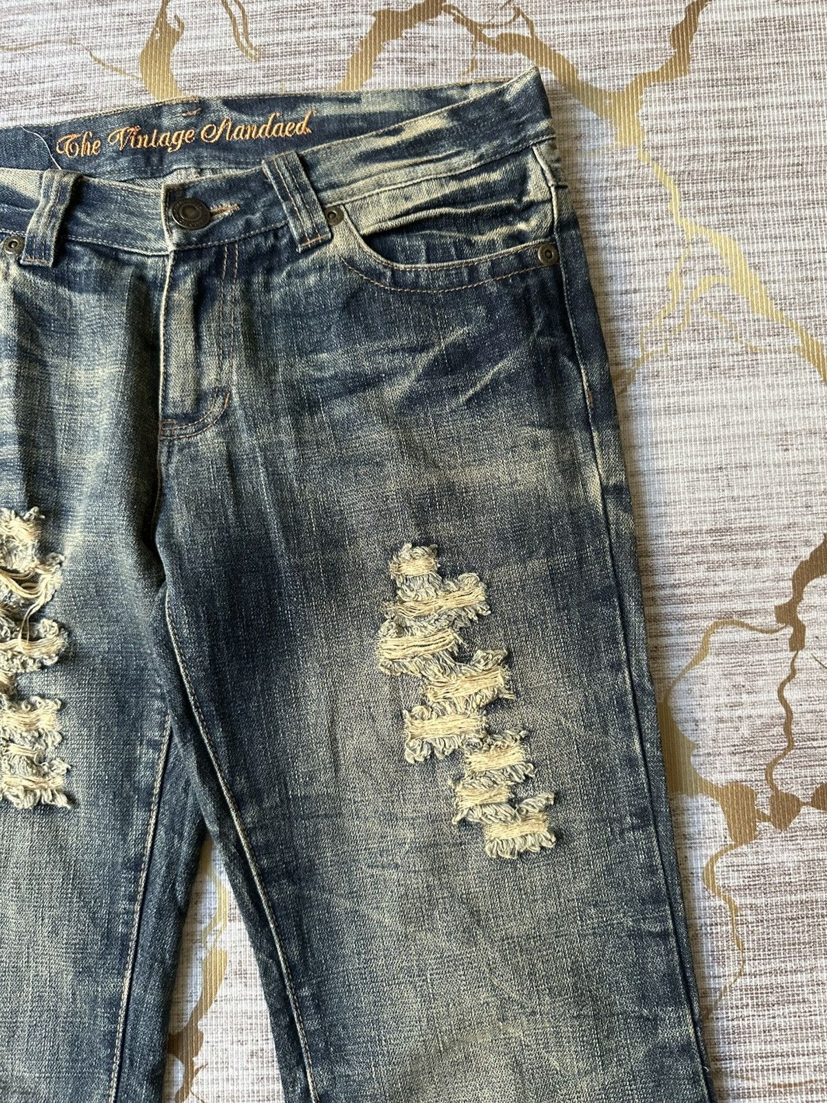 Tornado Mart FLARE Sky Bomber Distressed Claw Marks Design Denim Size US 31 - 10 Thumbnail