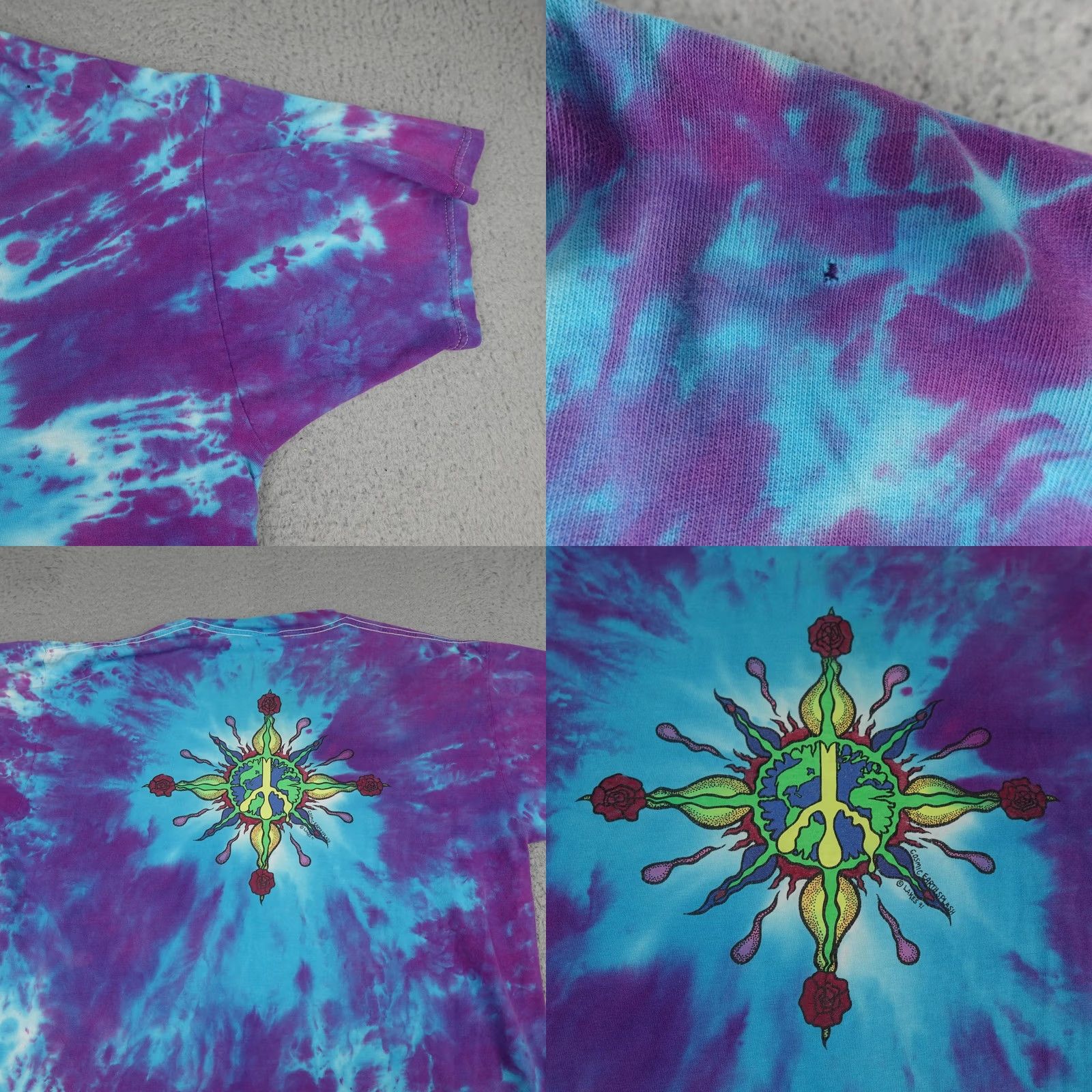 Lee VINTAGE Save Our World Panda Shirt Mens XL Blue Purple Tie Dye Made in USA 90s Size US XL / EU 56 / 4 - 8 Thumbnail