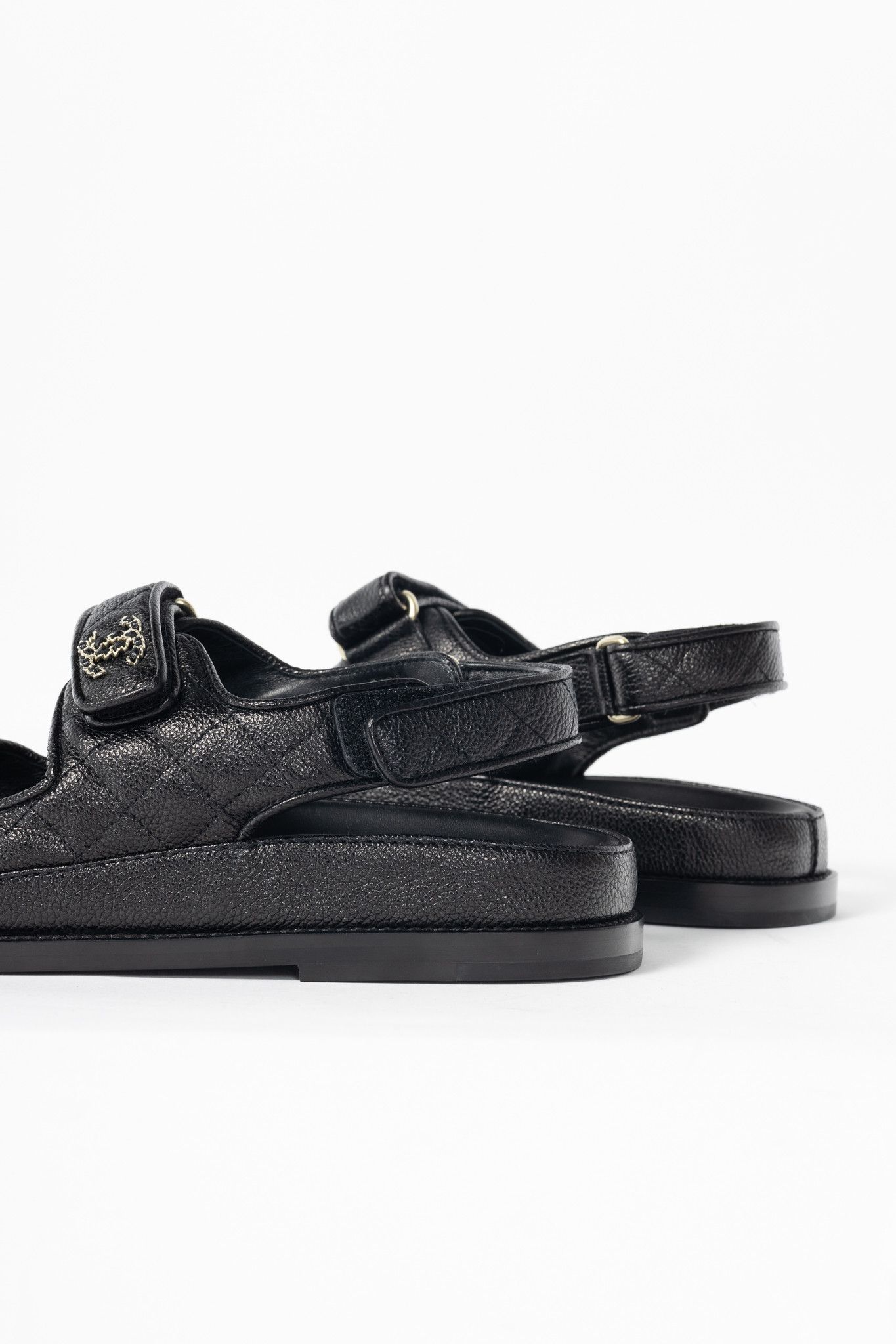Chanel Chanel Black Caviar Quilted CC Dad Sandals Size US 9 / IT 39 - 9 Thumbnail