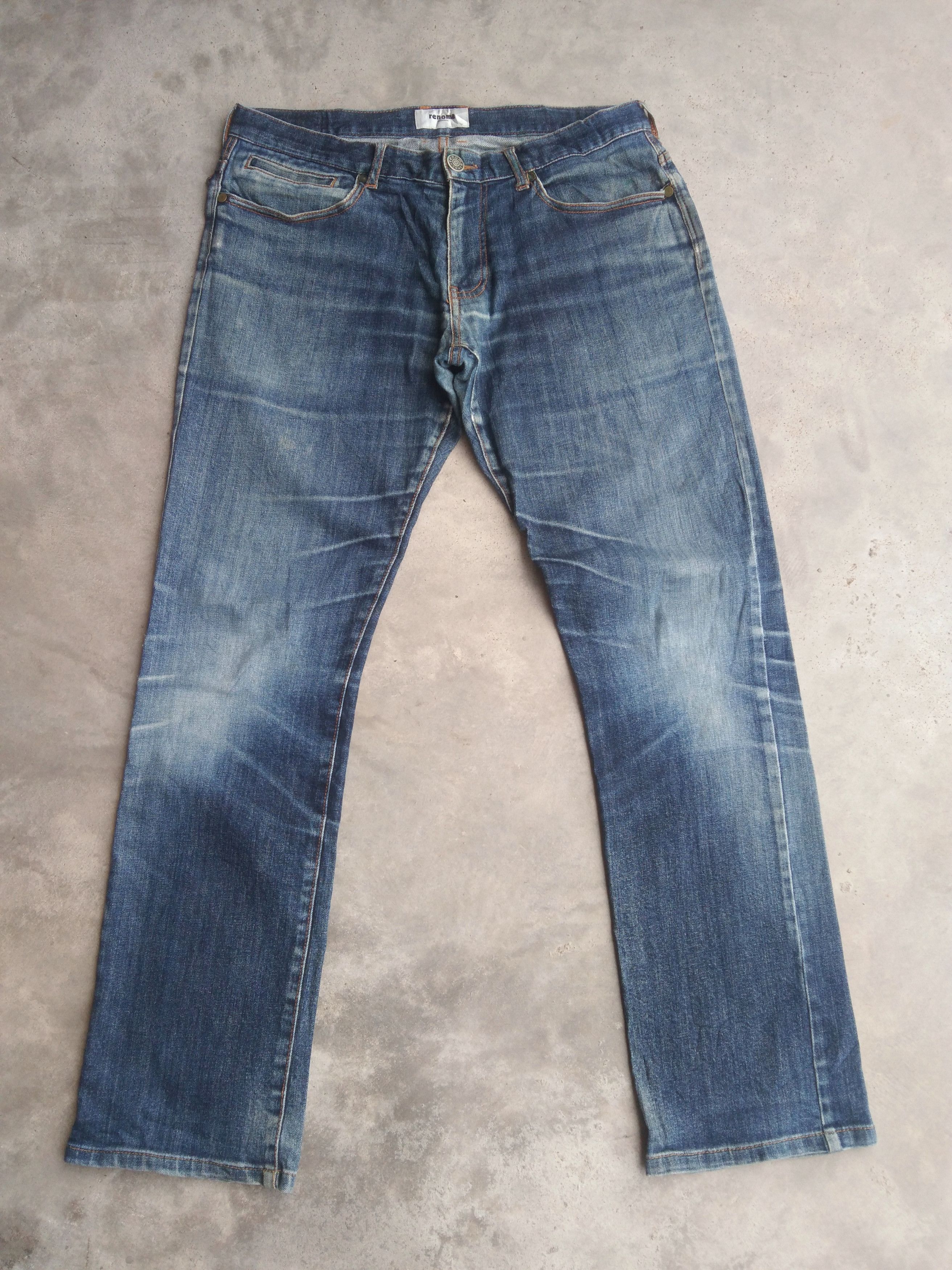 Renoma Vintage Distressed Renoma Homme Blue Washed Jeans 31x30 Size US 31 - 1 Thumbnail