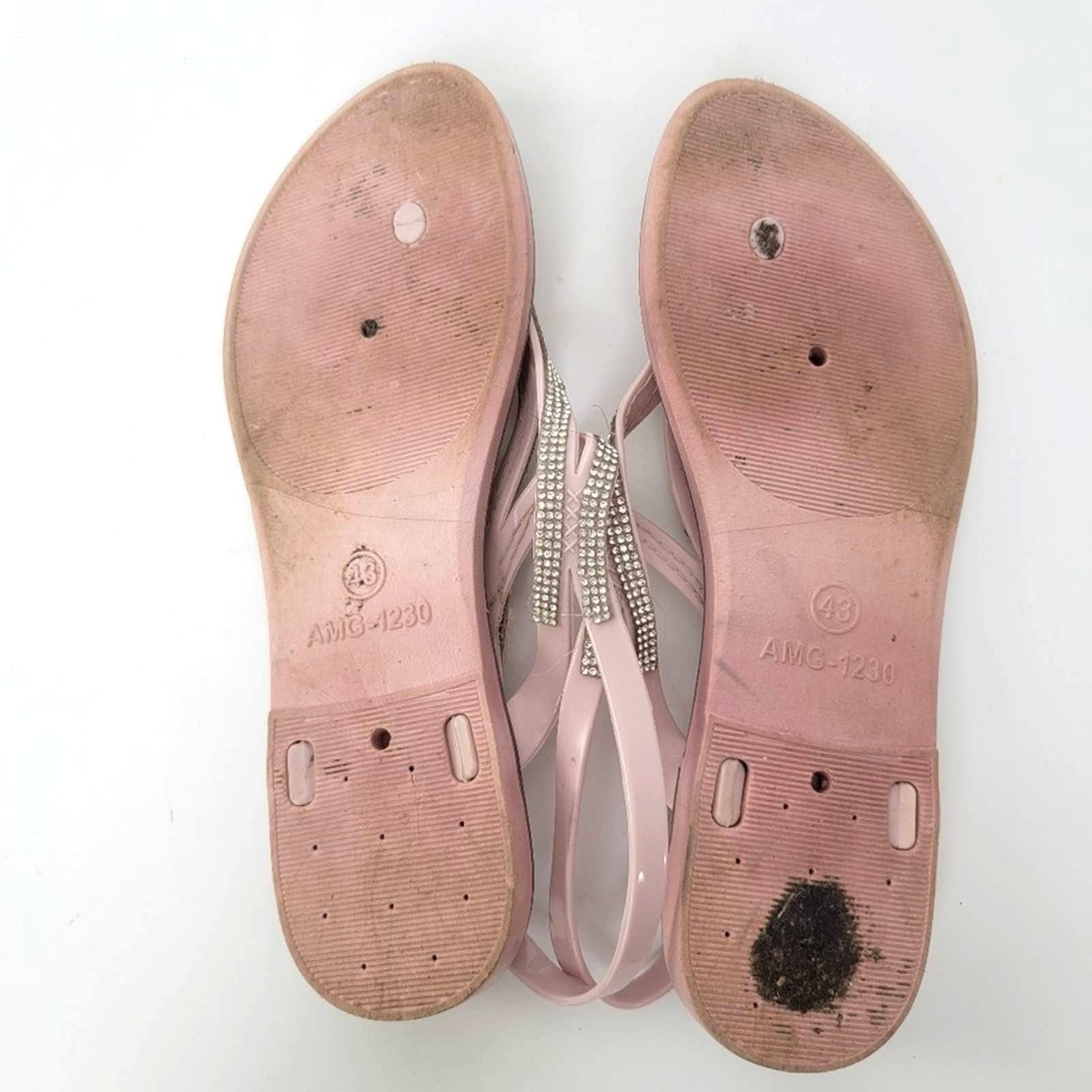 Designer Chatties Pink Rhinestone Thong Flip Flop Sandals - 9.5/10 Size US 10 / IT 40 - 8 Thumbnail