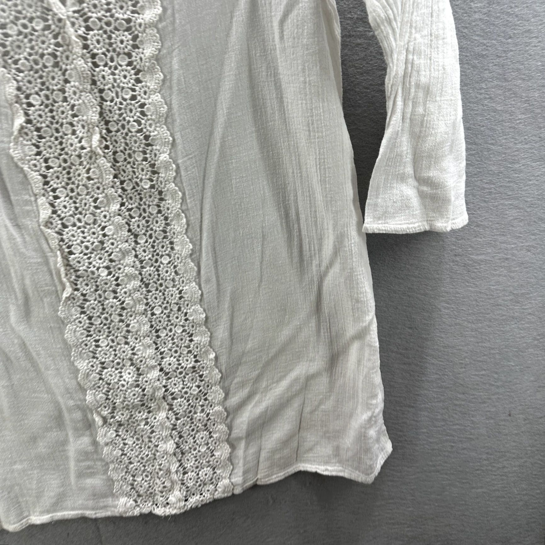Vintage La Blanca Tunic Blouse Womens Large White Crochet Lace Trim Cover-Up Beach Boho Size L / US 10 / IT 46 - 5 Thumbnail
