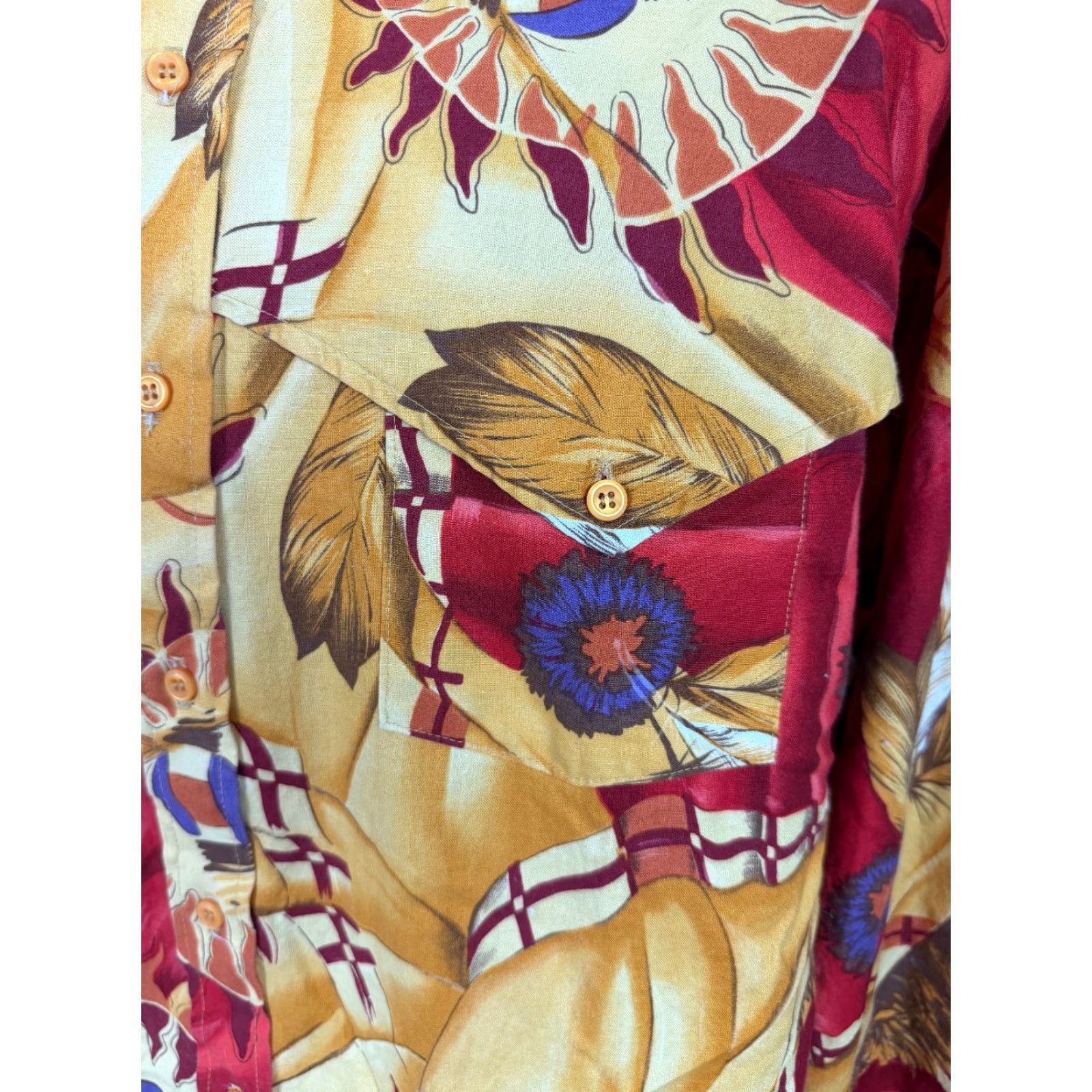 Vintage VINTAGE Panhandle Slim Shirt Band Collar Western 90s Men L Yellow Cotton Button-Up Pockets Mens Size US L / EU 52-54 / 3 - 6 Thumbnail