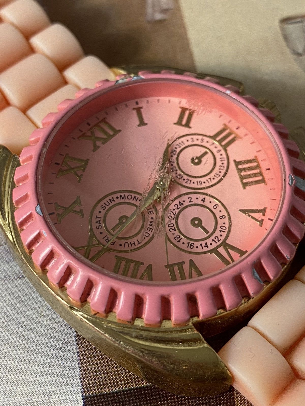 Jewelry Vintage Pink Watch with Roman Numerals Size ONE SIZE - 7 Thumbnail