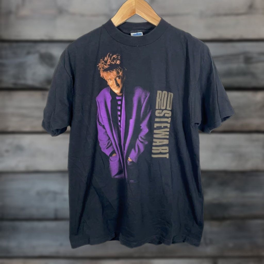 Vintage VINTAGE Winterland Rod Stewart Concert T-Shirt Men’s Large Black 90s Graphic Print Adult XL Tag (fits Large) Mens Size US L / EU 52-54 / 3 - 1 Thumbnail
