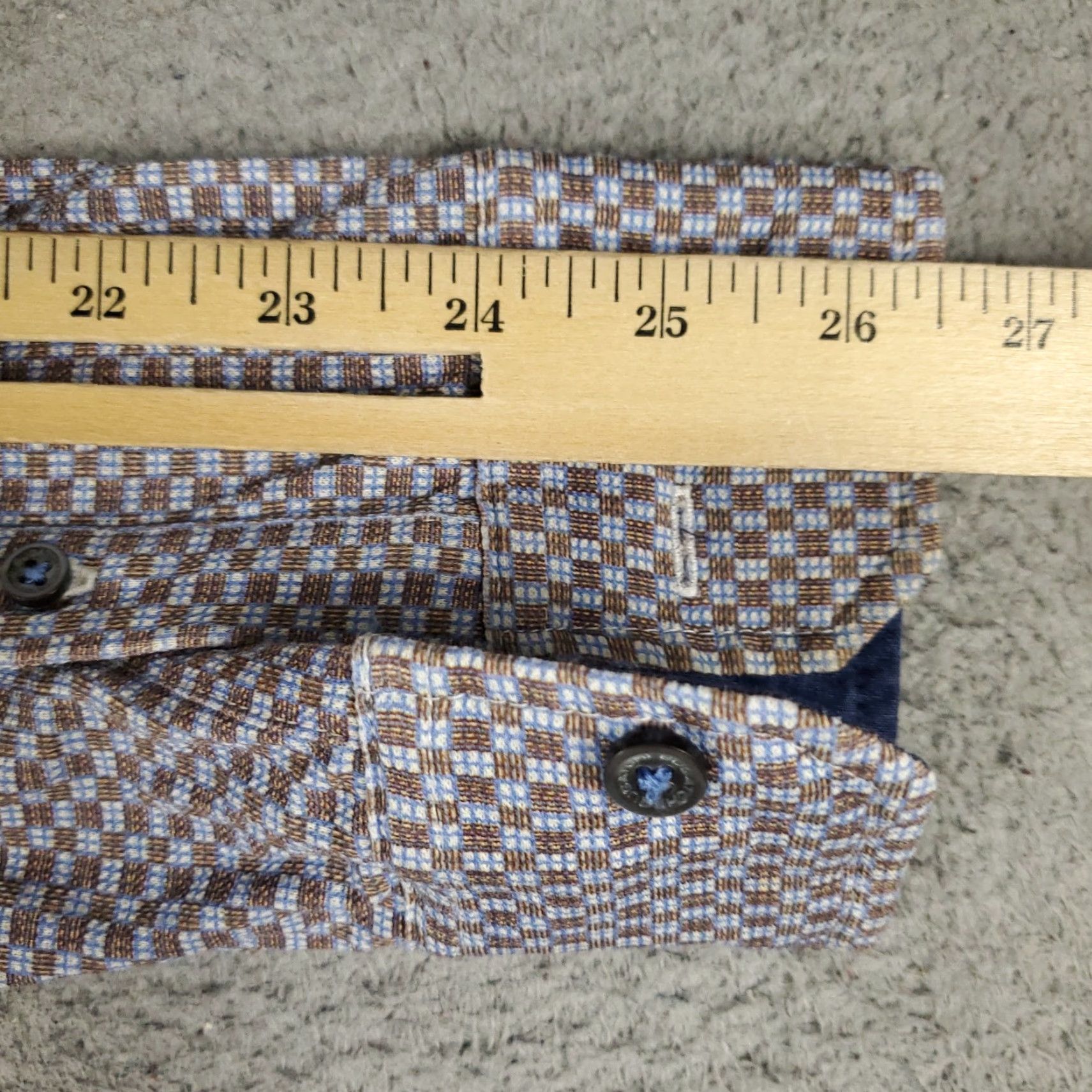BUGATCHI Bugatchi Uomo Shirt Mens Large Brown Blue Check Stretch Button Up Long Sleeve Size US L / EU 52-54 / 3 - 6 Thumbnail
