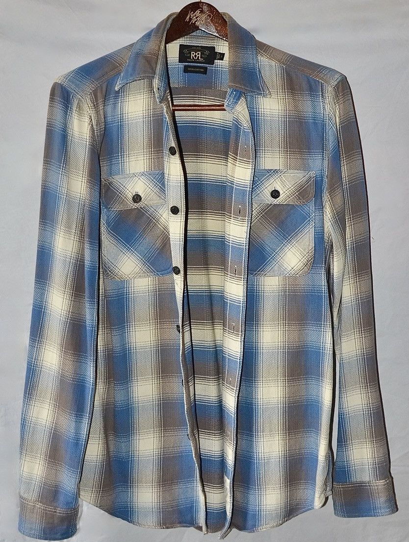 RRL Ralph Lauren RRL Double RL Western Plaid Shirt Blue White - Small Cotton Size US S / EU 44-46 / 1 - 1 Thumbnail