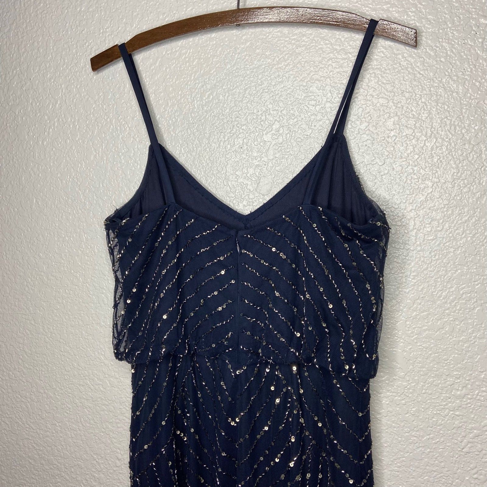 Adrianna Papell Adrianna Papell Navy Sequin Tank Evening Gown Size M / US 6-8 / IT 42-44 - 4 Thumbnail