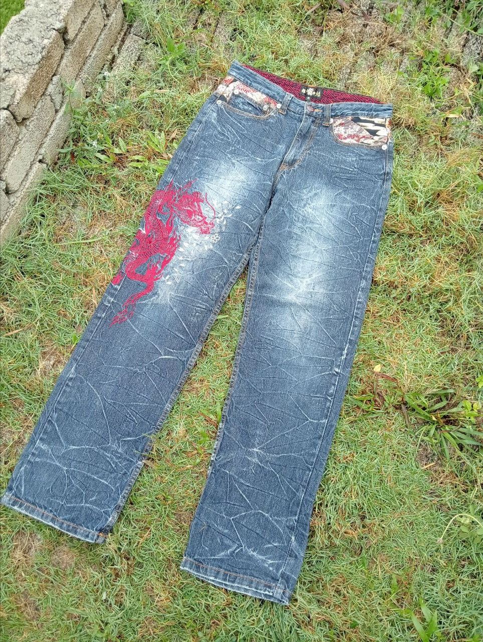 Japanese Brand Vintage Japanese Dragon Embroidery Jeans Size US 31 - 2 Thumbnail