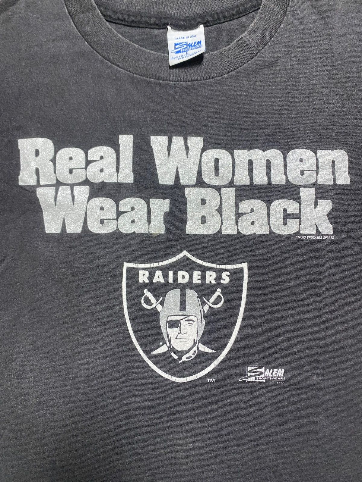 NFL VINTAGE RAIDERS REAL WOMAN WEAR BLACK CENTER LOGO TEE Size US M / EU 48-50 / 2 - 7 Thumbnail