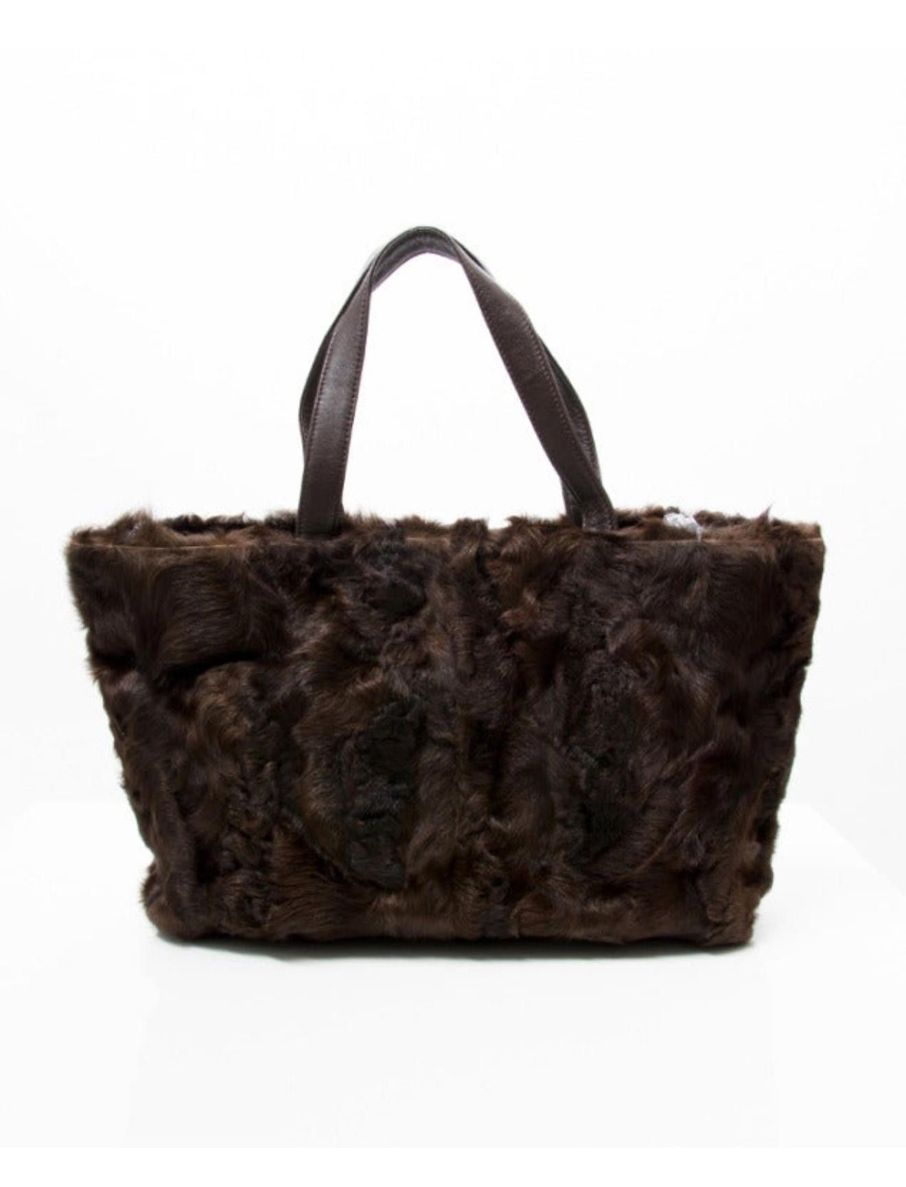 Loewe Loewe Karakul (Persian) Lambswool Tote with Lambskin Handles Size ONE SIZE - 3 Thumbnail