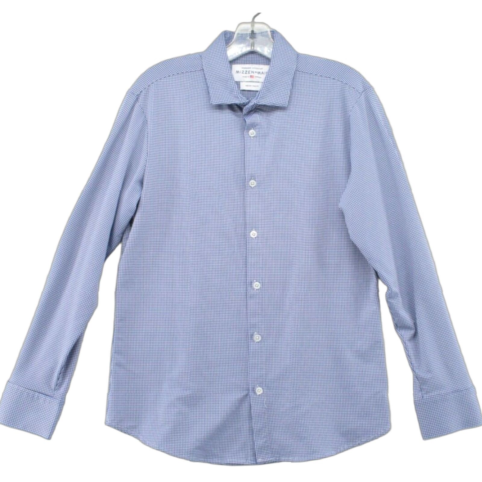 Mizzen+Main Mizzen+Main Spinnaker Shirt Mens M Blue Check Trim Fit Office Shirt Size US M / EU 48-50 / 2 - 1 Thumbnail