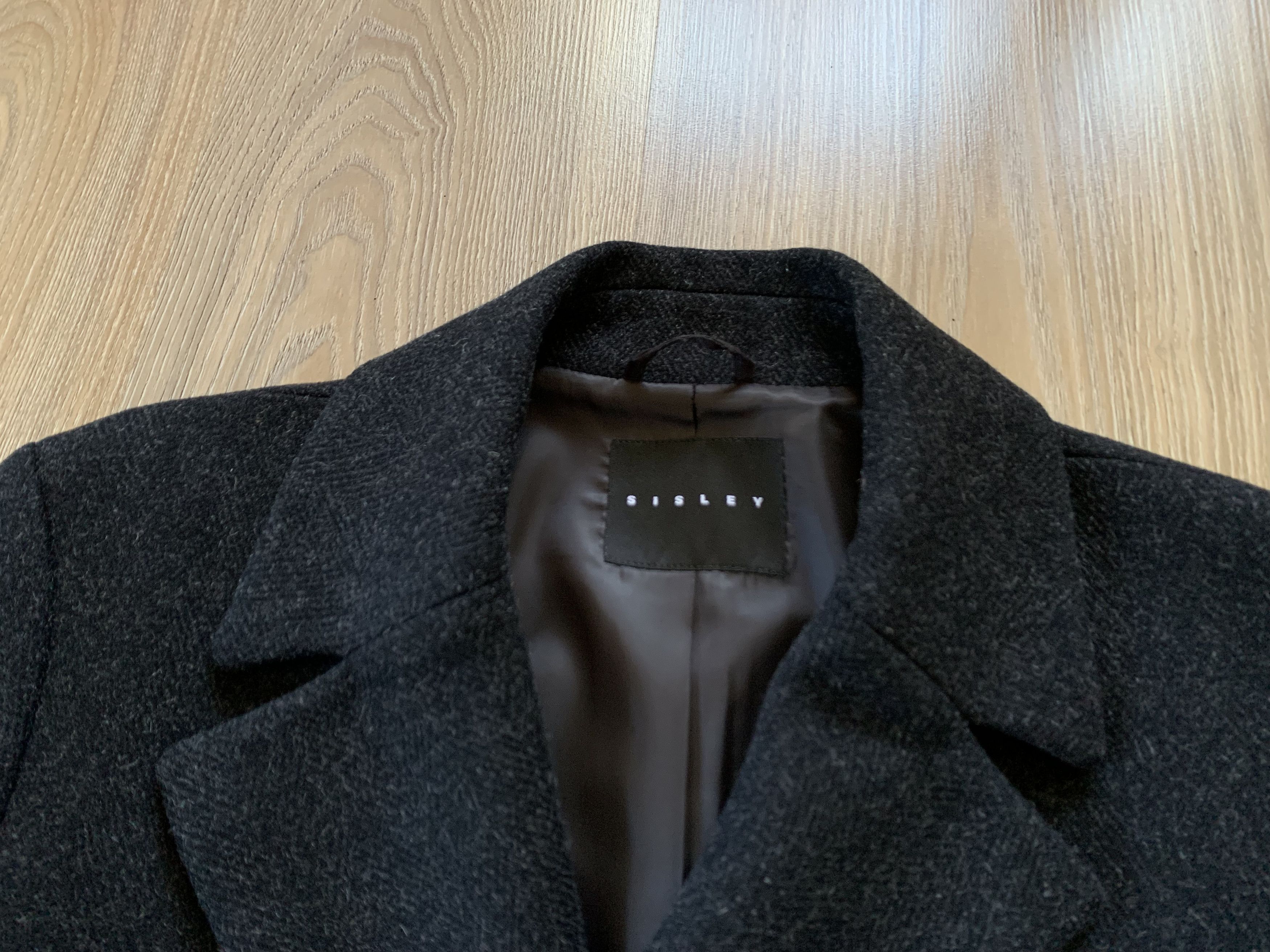 Designer × Sisley × Vintage Sisley Wool Black Heavy Coat Size US M / EU 48-50 / 2 - 6 Thumbnail
