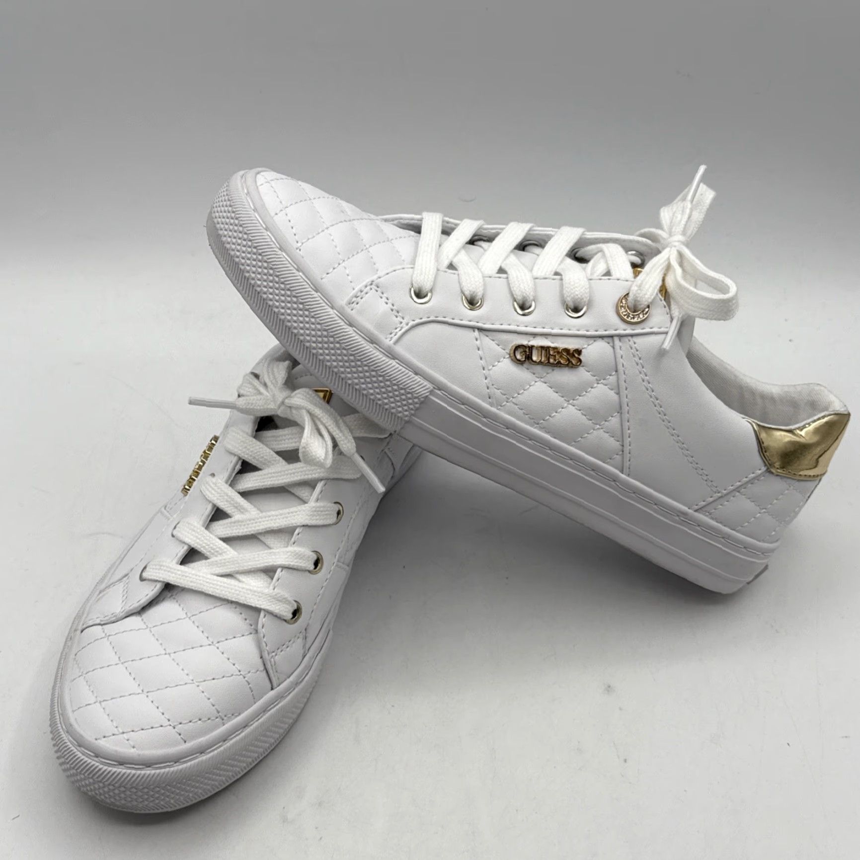 Guess GUESS Women's Loven Casual Lace-Up Sneakers, White, Size 9M Gold Rhinestones - Casual Sneakers Women 9M White Rhinestones GUESS Loven Size US 9 / IT 39 - 2 Thumbnail