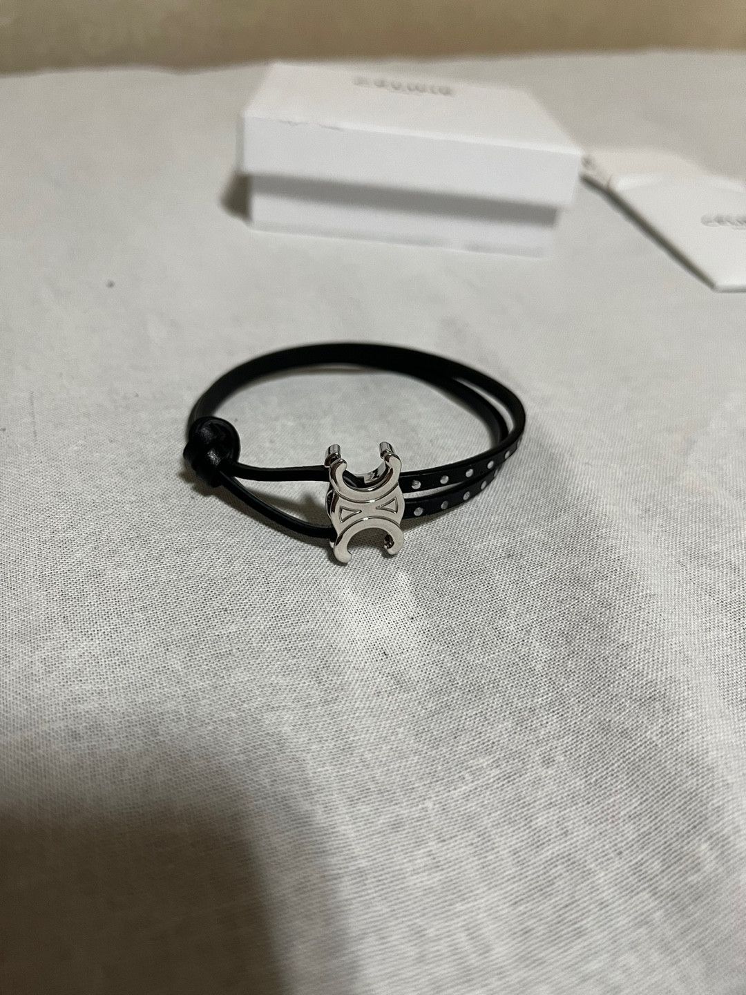 Celine CELINE Triomphe Stud Bracelet / Black Size ONE SIZE - 1 Thumbnail