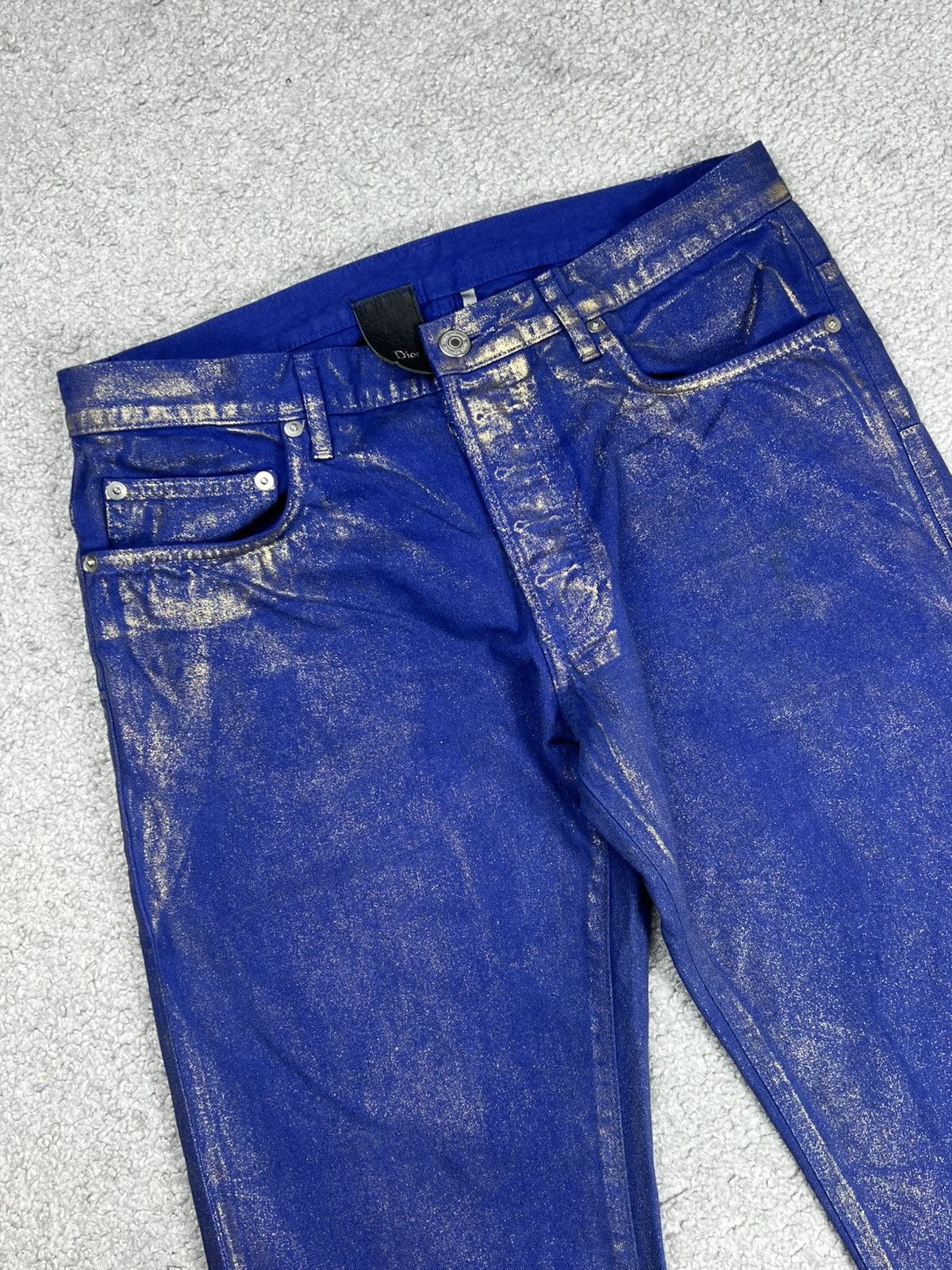 Dior SS09 DIOR HOMME “PLANISPHERE” Luster Gold Waxed Jeans Size US 30 / EU 46 - 6 Thumbnail