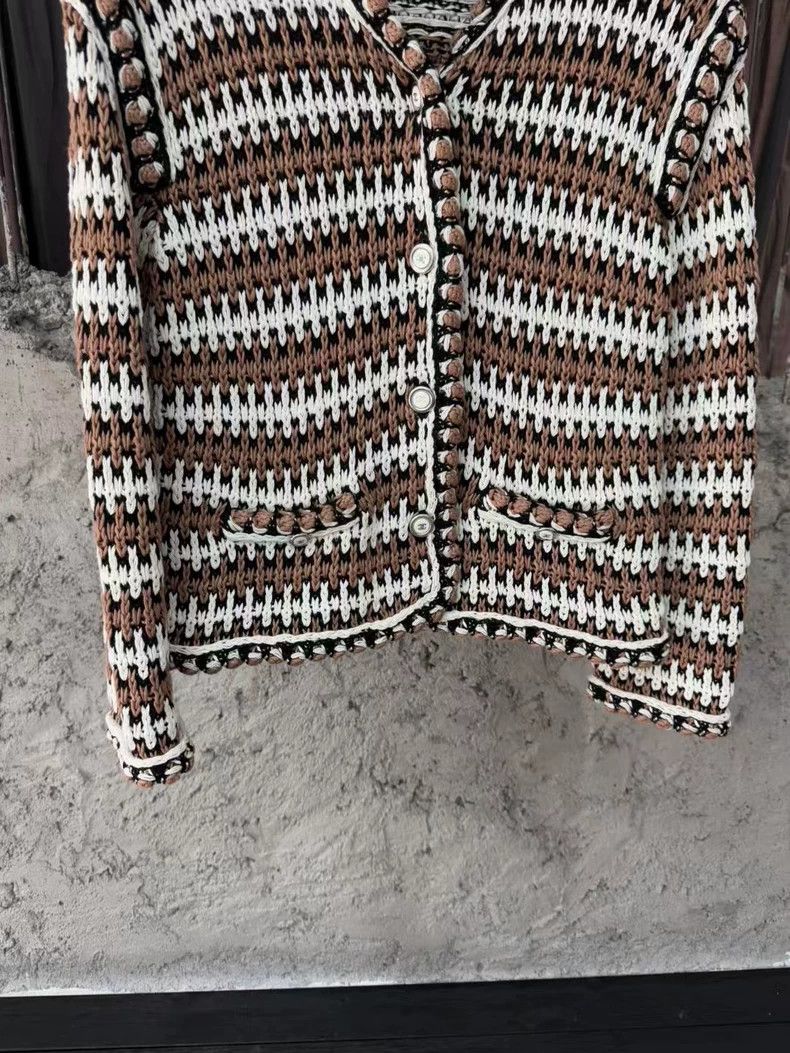 Chanel Chanel White Zongzi Color Block Vertical Pattern Woven Coa Size XS / US 0-2 / IT 36-38 - 4 Thumbnail