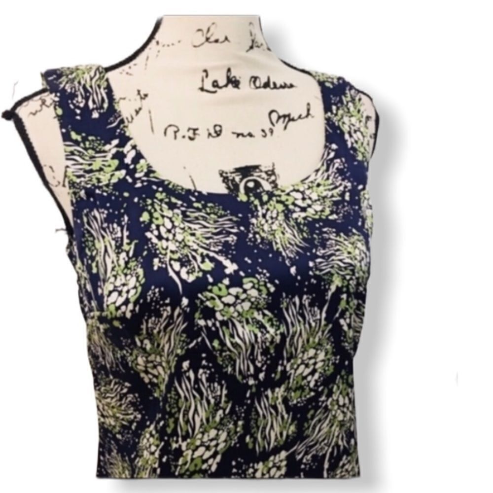 Other St. John Silk Stretch Abstract Tank Top Blue Green Pattern S Size S / US 4 / IT 40 - 3 Thumbnail