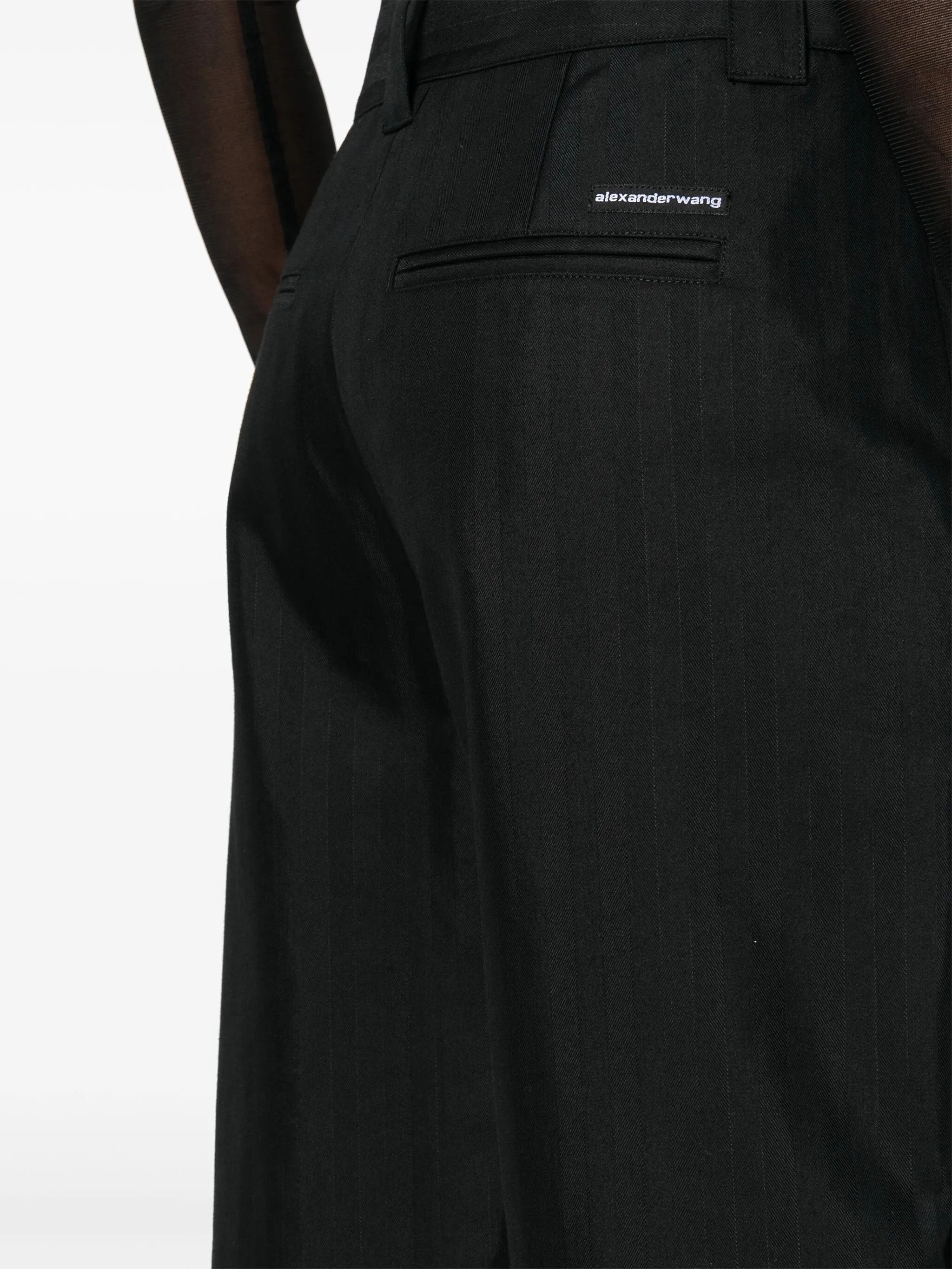 Alexander Wang o1s22i1n0225 Wide Leg Chevron Patterned Pant in Black Size 30" / US 8 / IT 44 - 5 Thumbnail