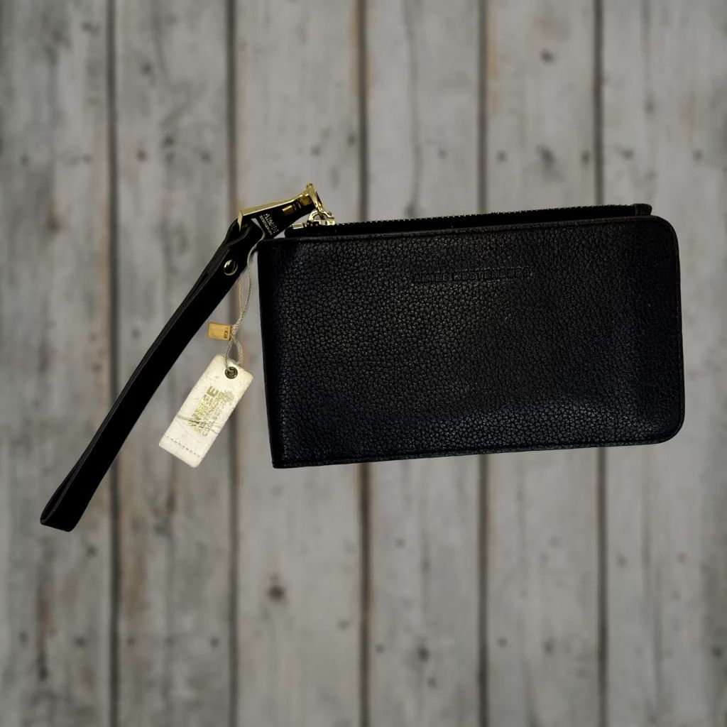 Vintage Aimee Kestenberg Wallet Wristlet Black Genuine Leather Flip Zip Snap 10 Card Slot Mirror ID Womens Leather Wristlet Size ONE SIZE - 1 Thumbnail