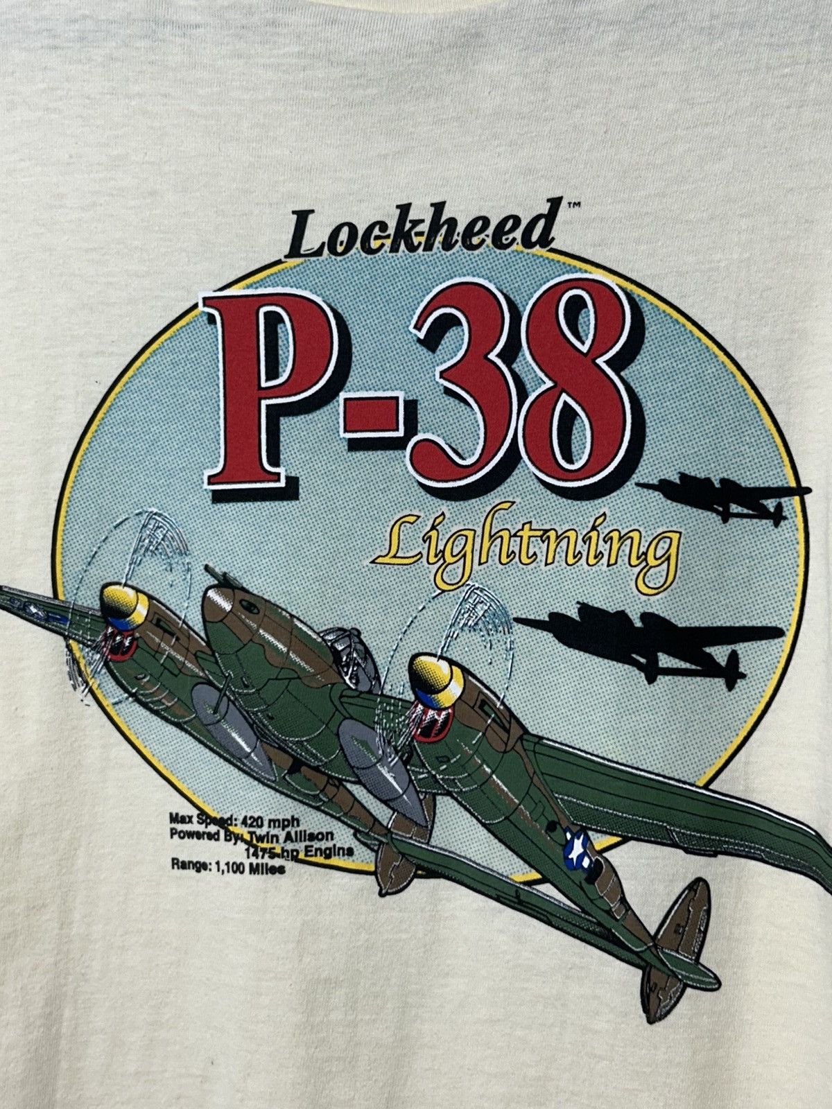 Vintage 80’s P-38 Lockheed Lightning Rare Size US L / EU 52-54 / 3 - 2 Thumbnail