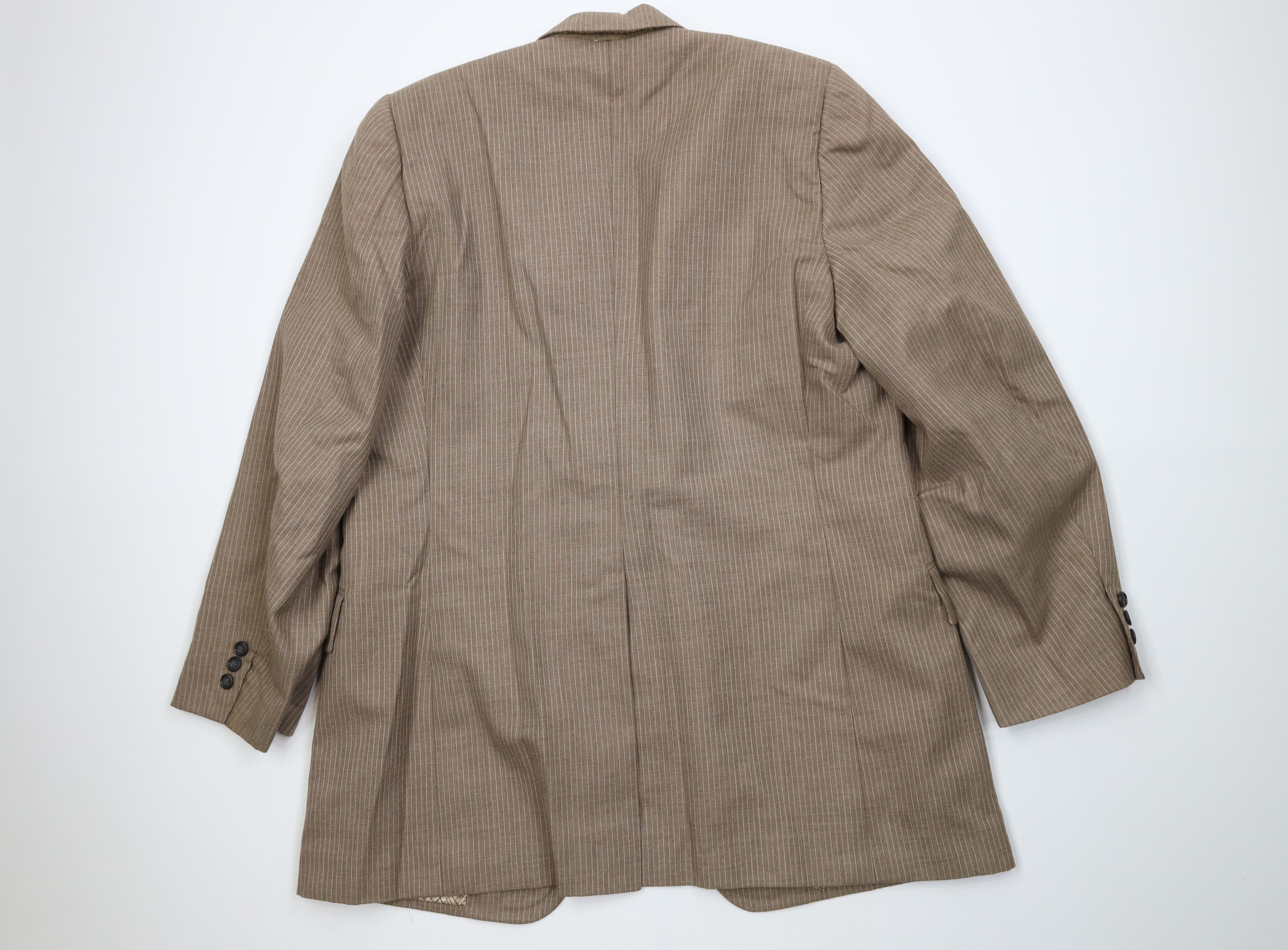Vintage Vintage 70s Streetwear 3 Piece Stripe Suit Wedding Brown Size 44L - 14 Thumbnail