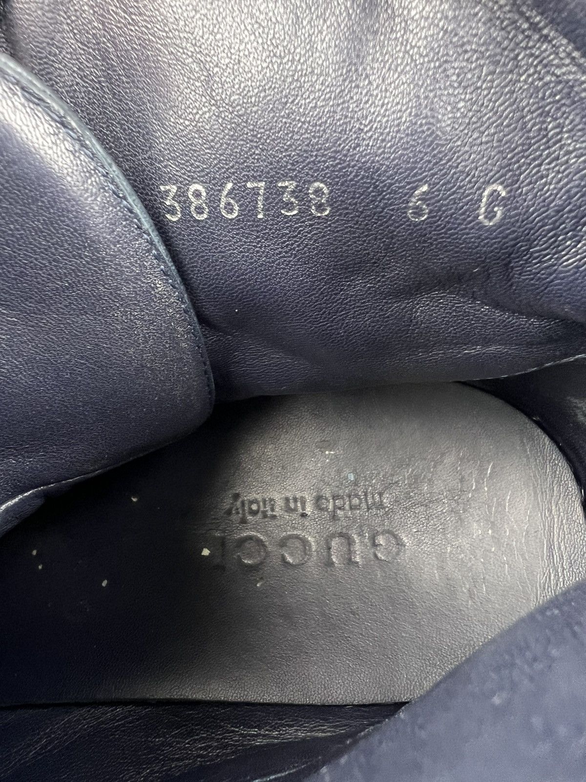 Gucci GUCCI Sneakers Hi Top Leather Shoes GG Logo Navy Men’s Size US 6.5 / EU 39-40 - 19 Thumbnail