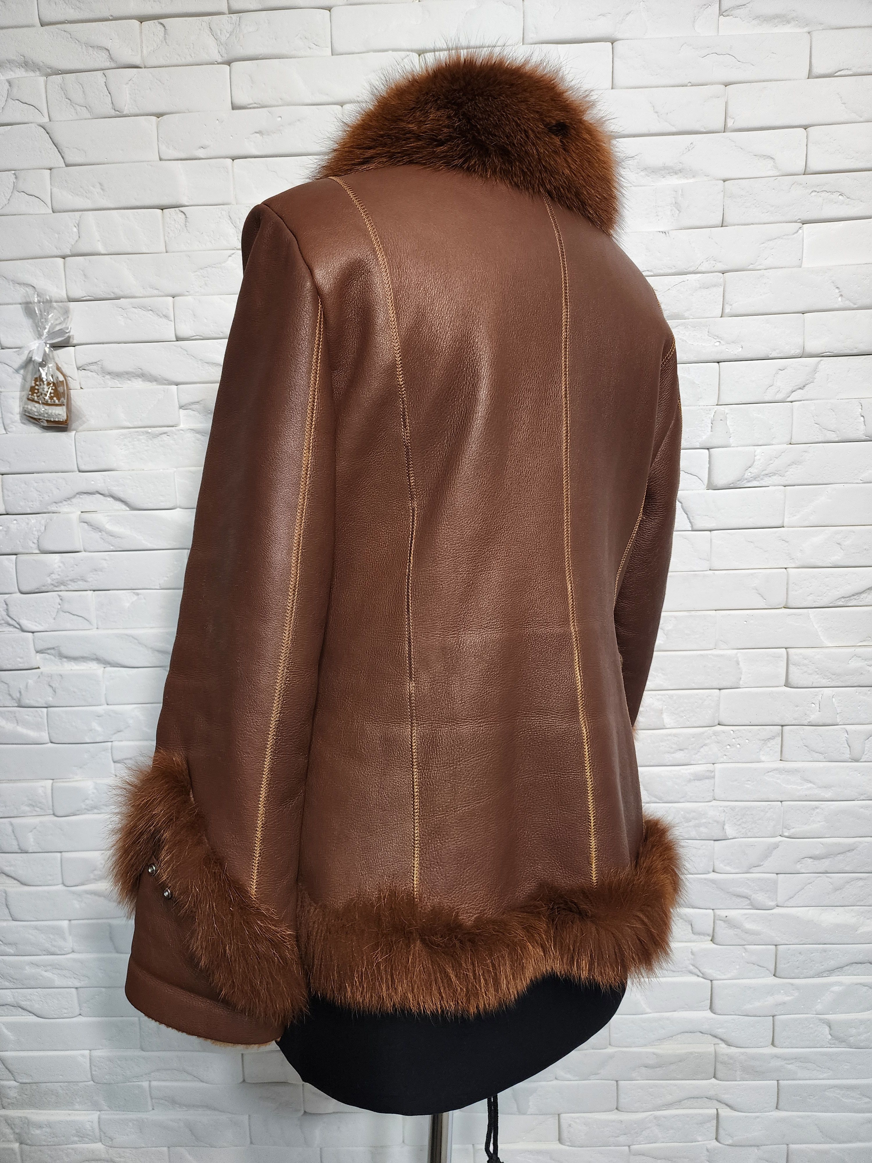 Furla Brown Sheepskin Coat: Women's Jacket Size L / US 10 / IT 46 - 5 Thumbnail