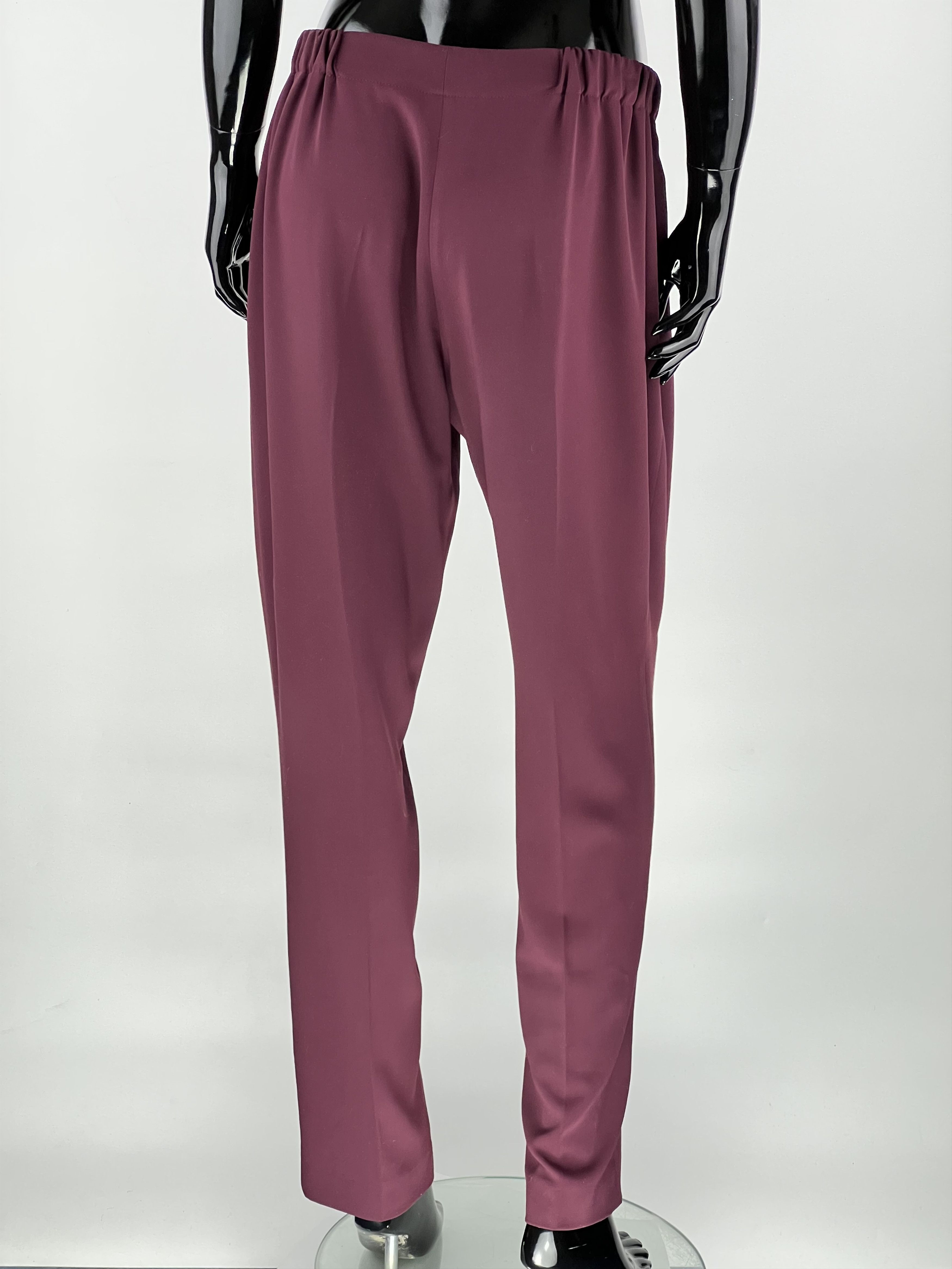 Designer Marina Rinaldi Burgundy Pants Size M/L Size 32" / US 10 / IT 46 - 3 Thumbnail
