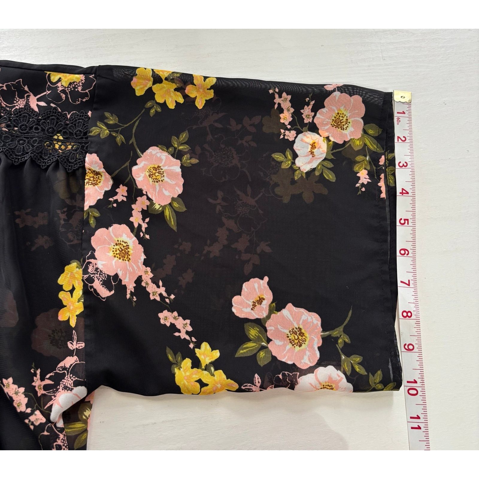 Other C Established 1946 Sheer Black Floral Kimono Overshirt Size L / US 10 / IT 46 - 10 Thumbnail