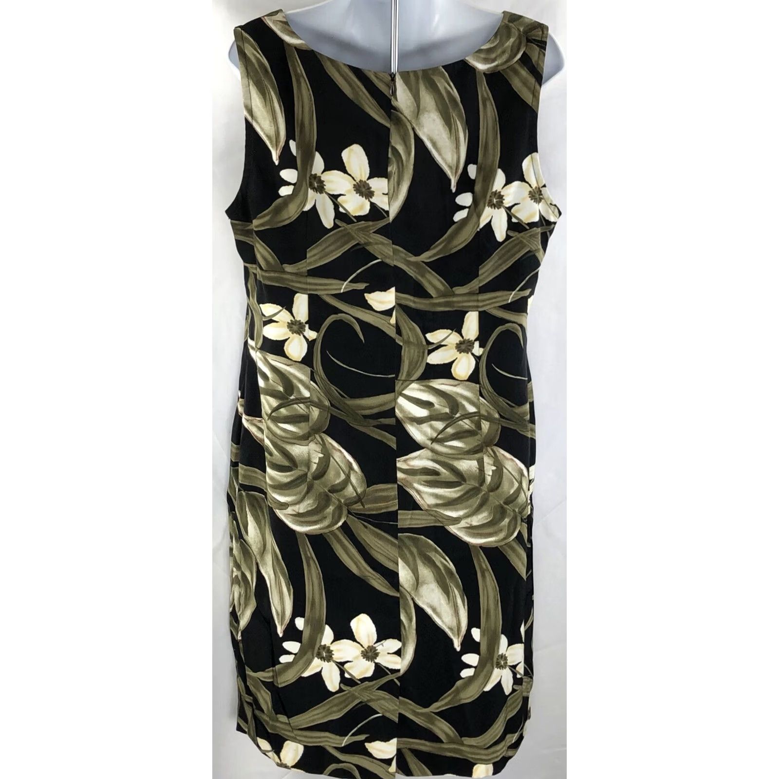 Vintage Vintage sleeveless KneeLength dress M Green Blk Tropical Floral Coconut girl Y2K Size M / US 6-8 / IT 42-44 - 3 Thumbnail