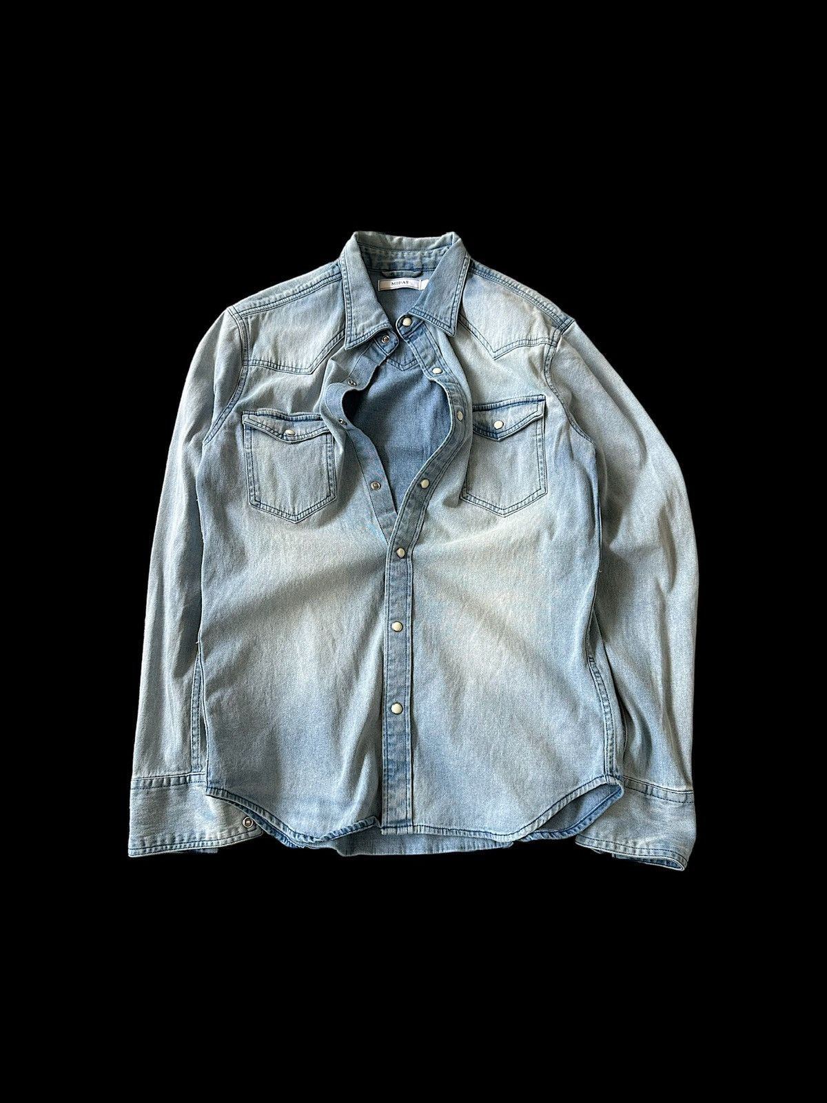Obelisk 00’s MIDAS vintage style stonewash denim shirt Size US M / EU 48-50 / 2 - 2 Thumbnail