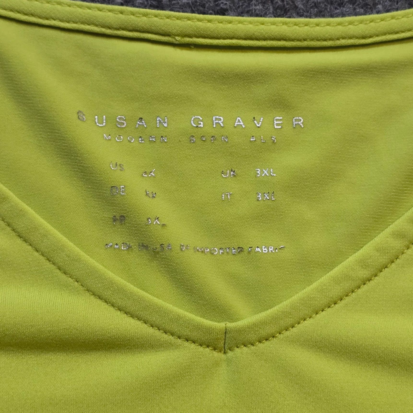 Vintage Susan Graver Blouse Women 2X Green Knit A Line Short Sleeve Casual Basic Career Womens Size XXL / US 16-18 / IT 52-54 - 3 Thumbnail
