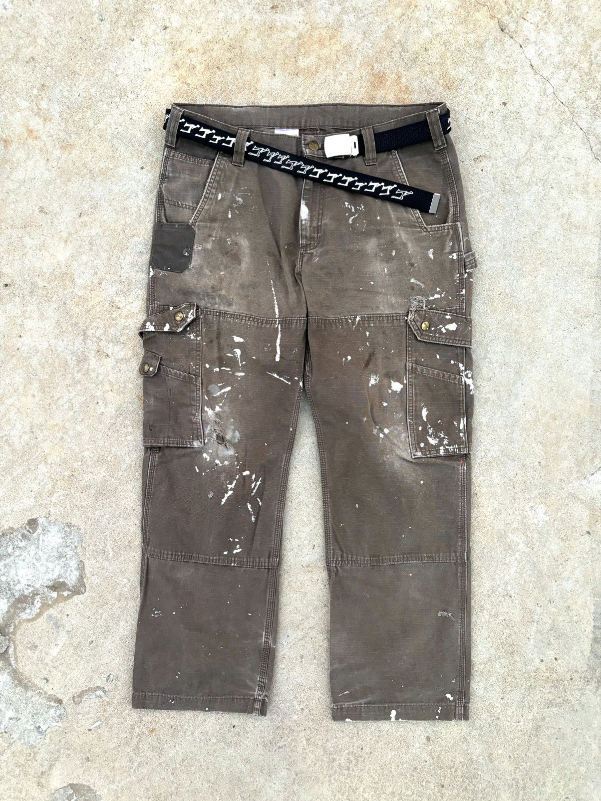 Carhartt CARHARTT RIPSTOP BROWN FADED CARGO PANTS WORKWEAR Size US 36 / EU 52 - 2 Thumbnail