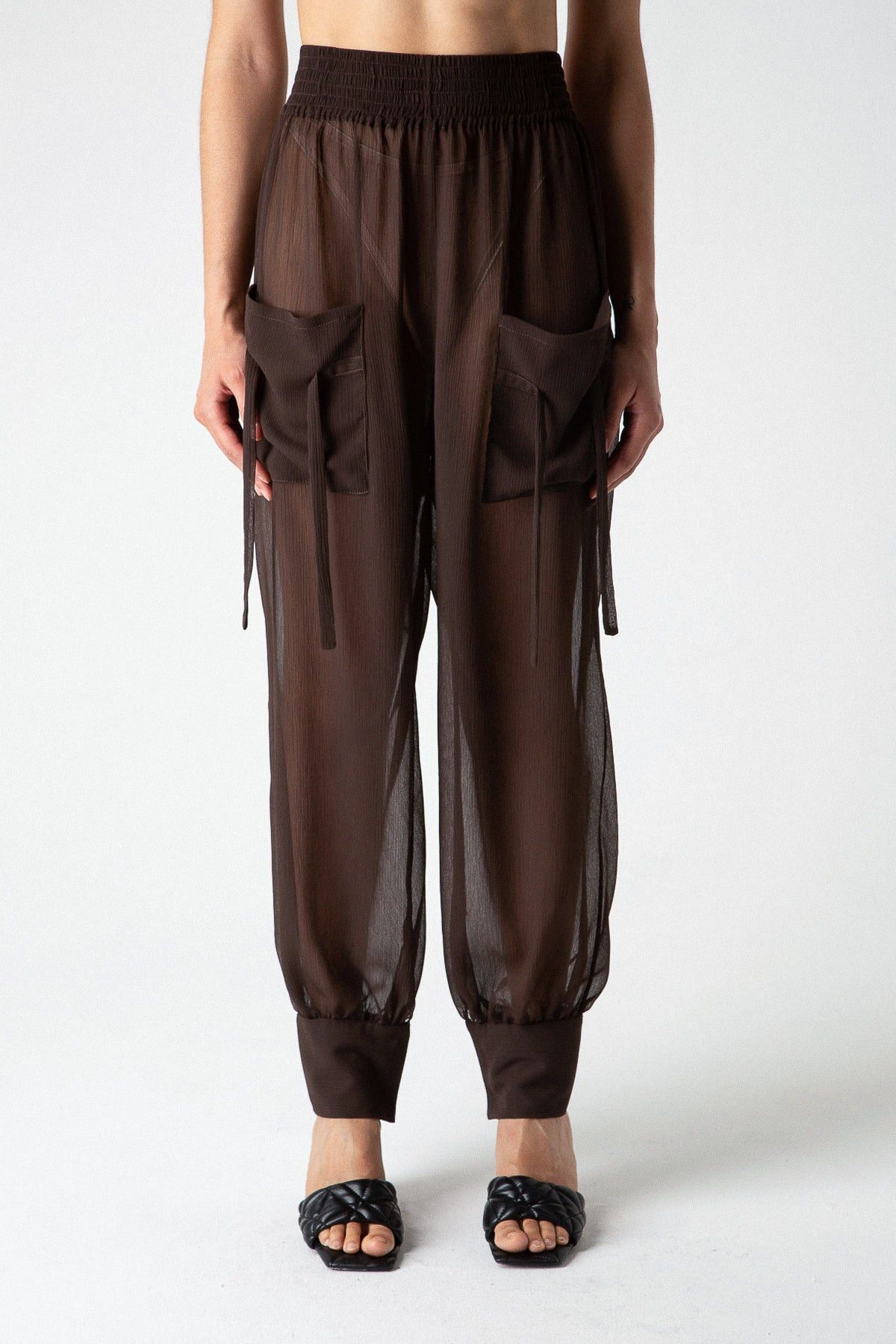 Other $600 NWT SUPRIYA LELE SHEER DRAWSTRING TROUSERS Size 27" / US 4 / IT 40 - 1 Thumbnail