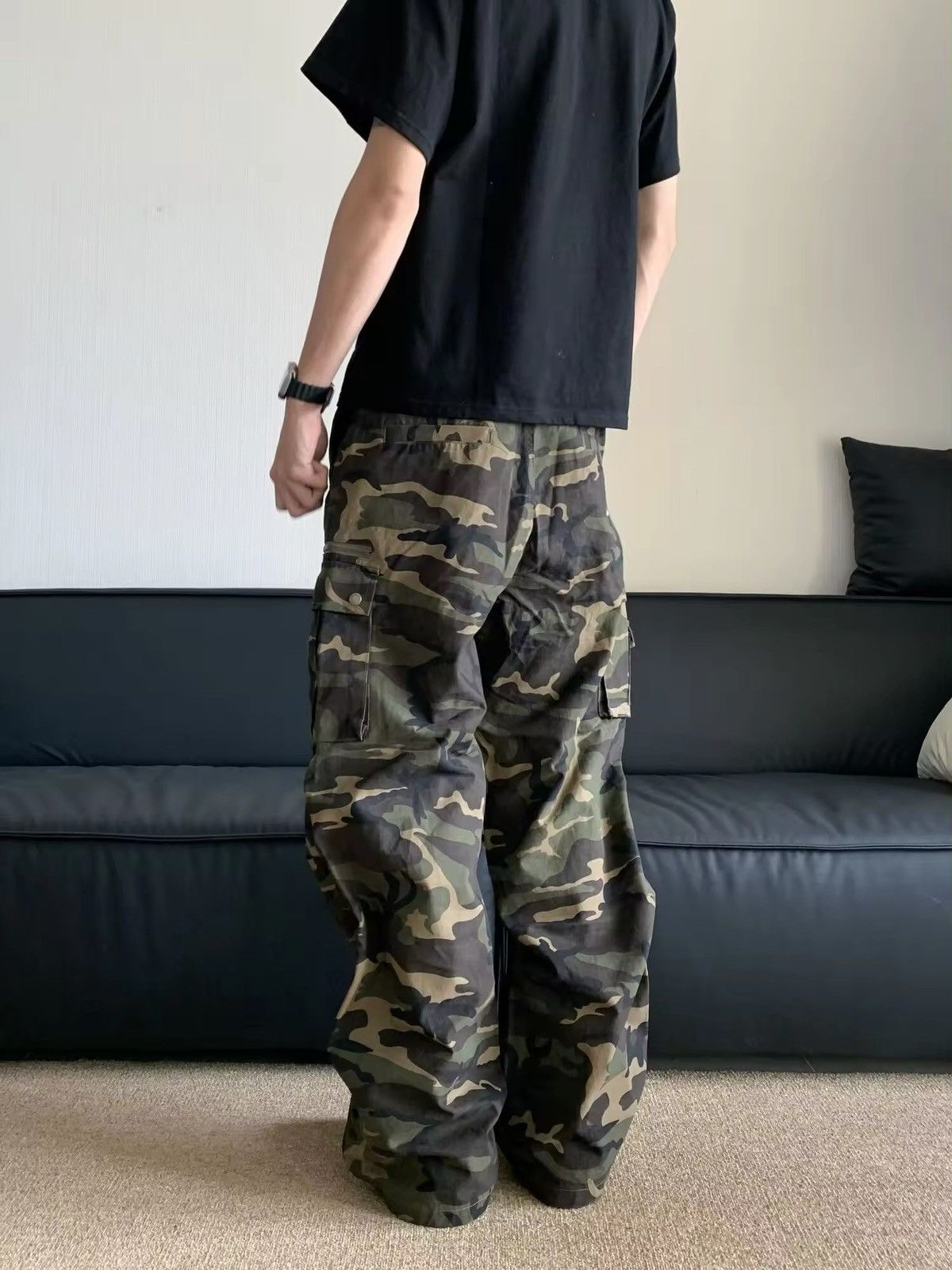 Designer Camouflage flared cargo pattern pants jeans Size US 32 / EU 48 - 3 Thumbnail