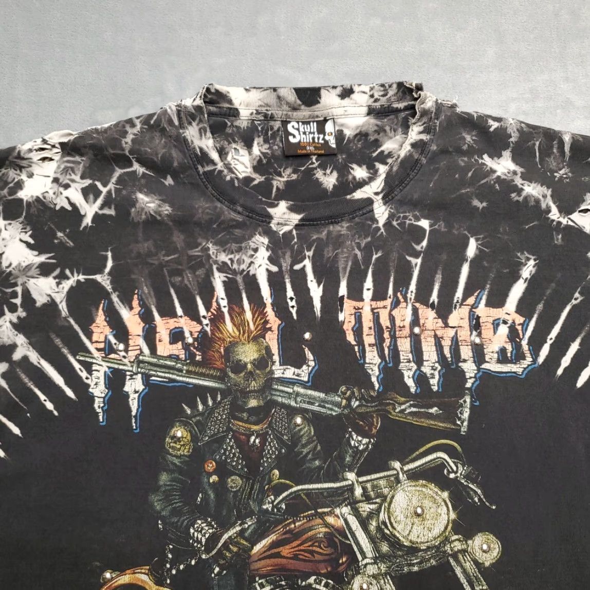 Vintage VINTAGE Skull ShirtZ Shirt Mens XXXL Black Hell Time Studded Zombie Motorcycle Biker AOP Shirt T-Shirt Crew Neck Short Sleeve Cotton Mens Size US XXL / EU 58 / 5 - 4 Thumbnail