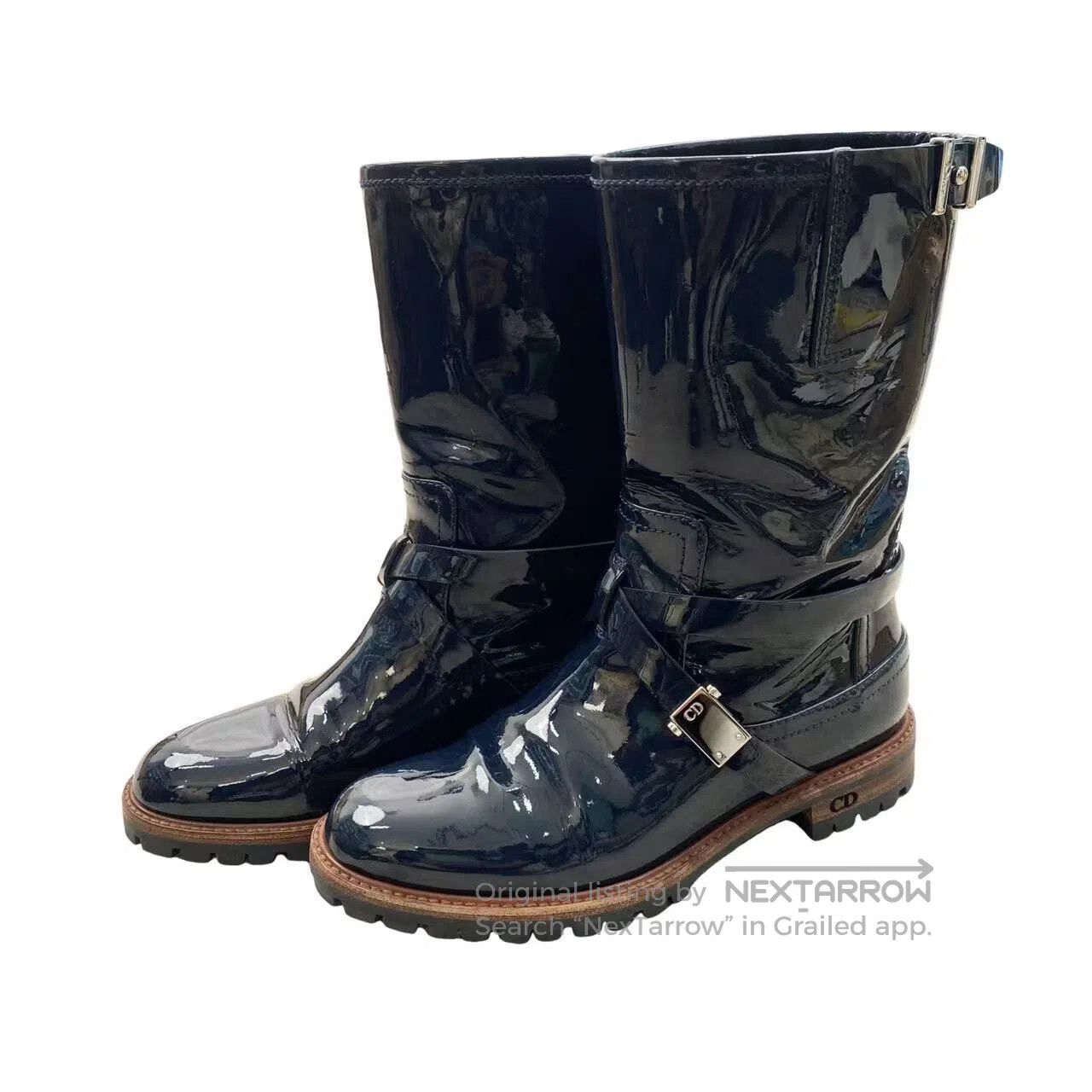 Dior Dior Black leather boots adorned with patent leather boots Size US 5.5 / IT 35.5 - 1 Thumbnail