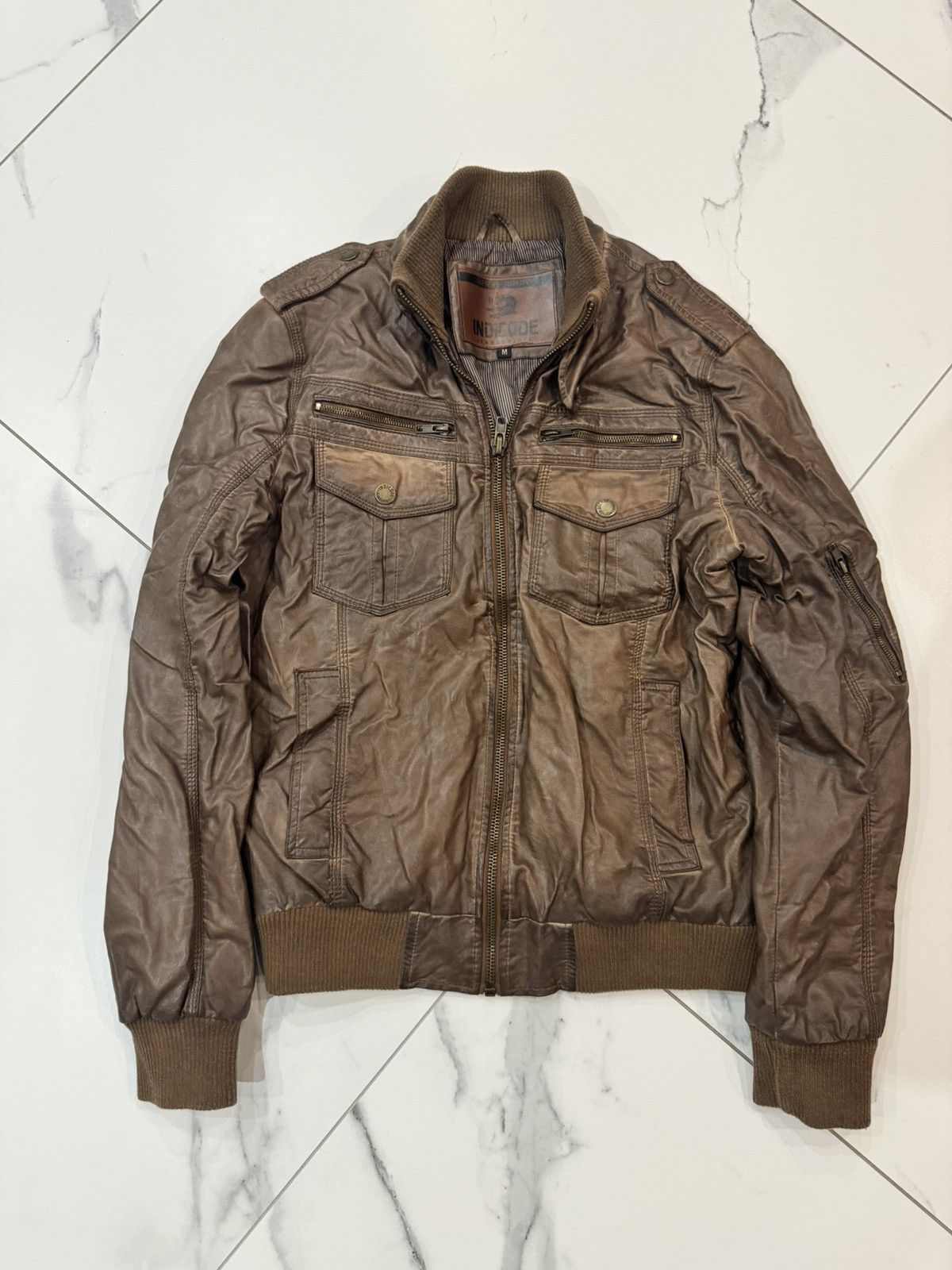 Vintage Vintage Eco Leather Jacket Bomber 90s boxy oversize Size US M / EU 48-50 / 2 - 1 Thumbnail