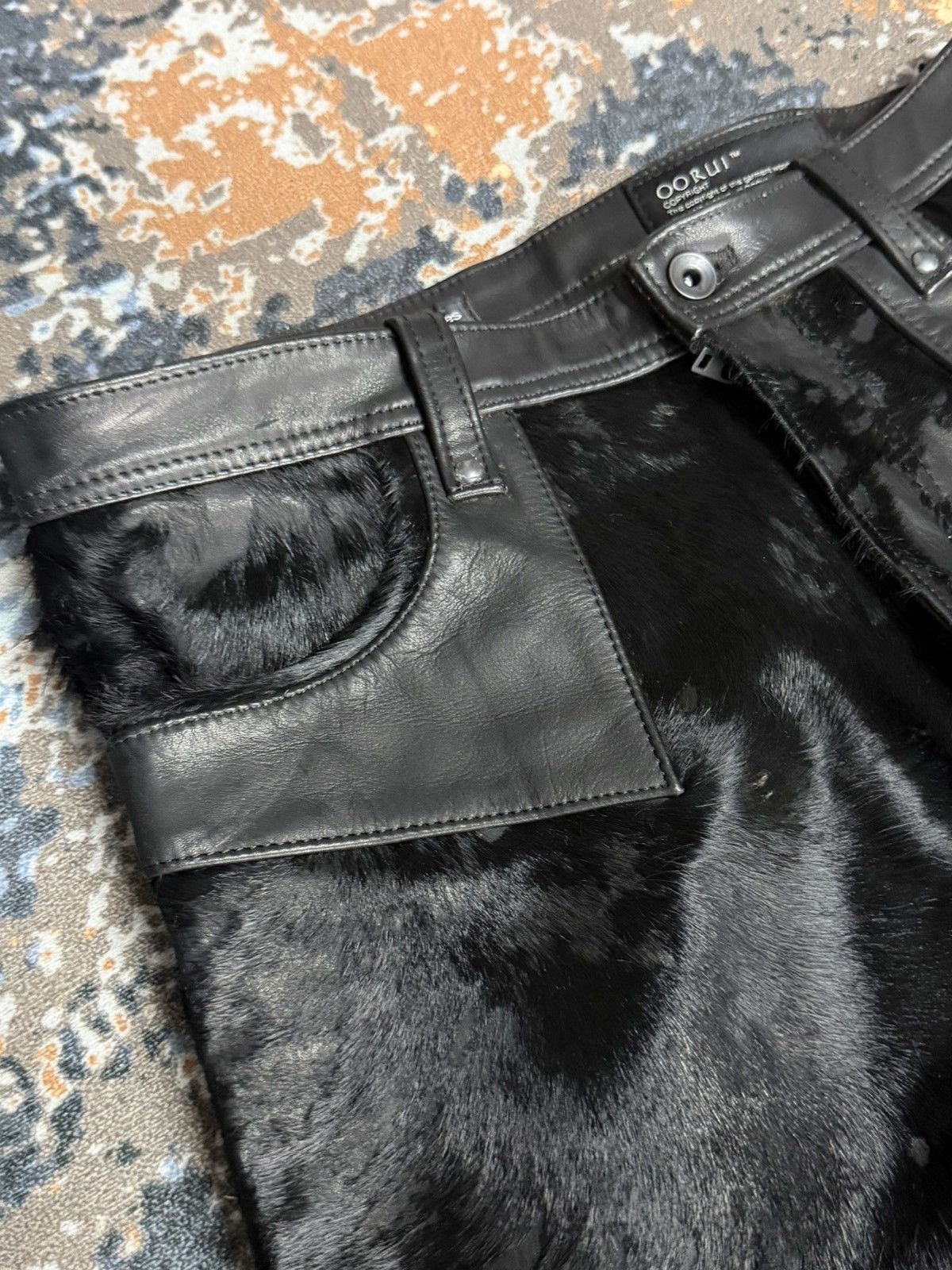 Japanese Brand Black Uneven Furry / Hair-On Hide Leather Pants Size US 32 / EU 48 - 7 Thumbnail